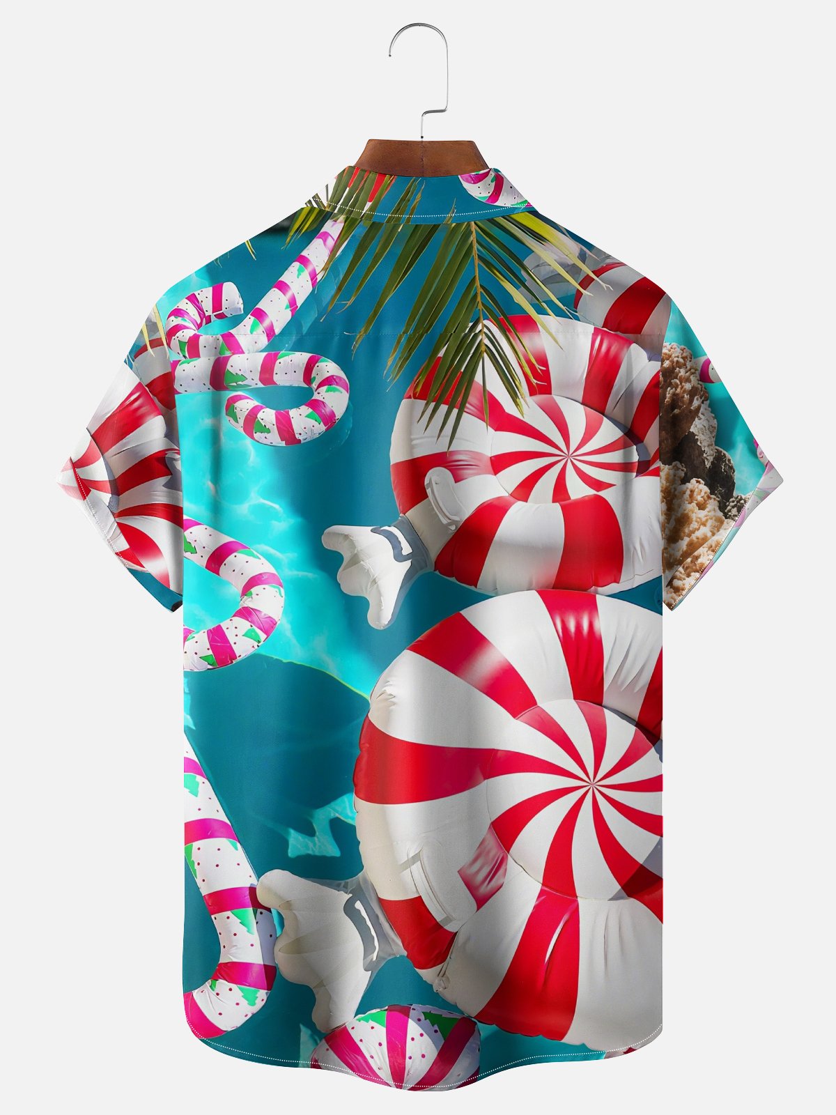 Moisture-wicking Christmas Candy Canes Chest Pocket Casual Shirt