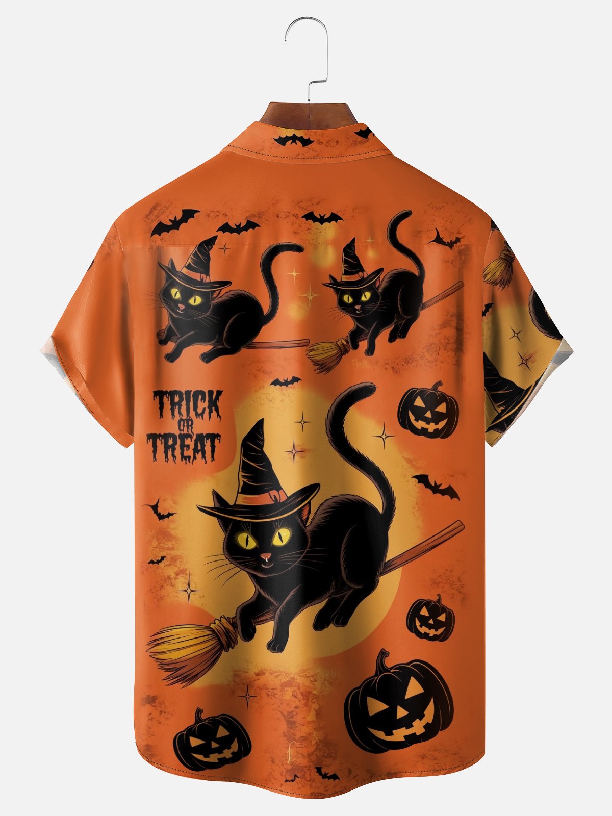 Moisture-wicking Black Cat Chest Pocket Casual Shirt