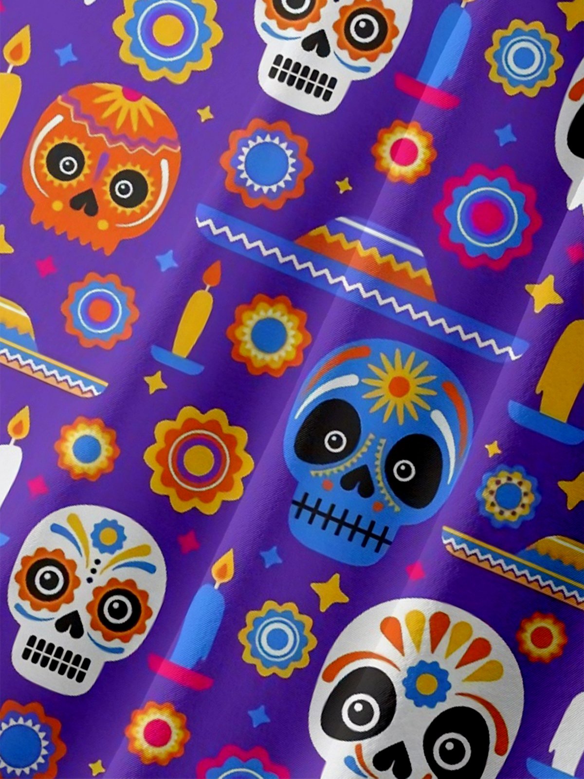 Moisture-wicking Mexican Day of the Dead Skull Chest Pocket Casual Shirt