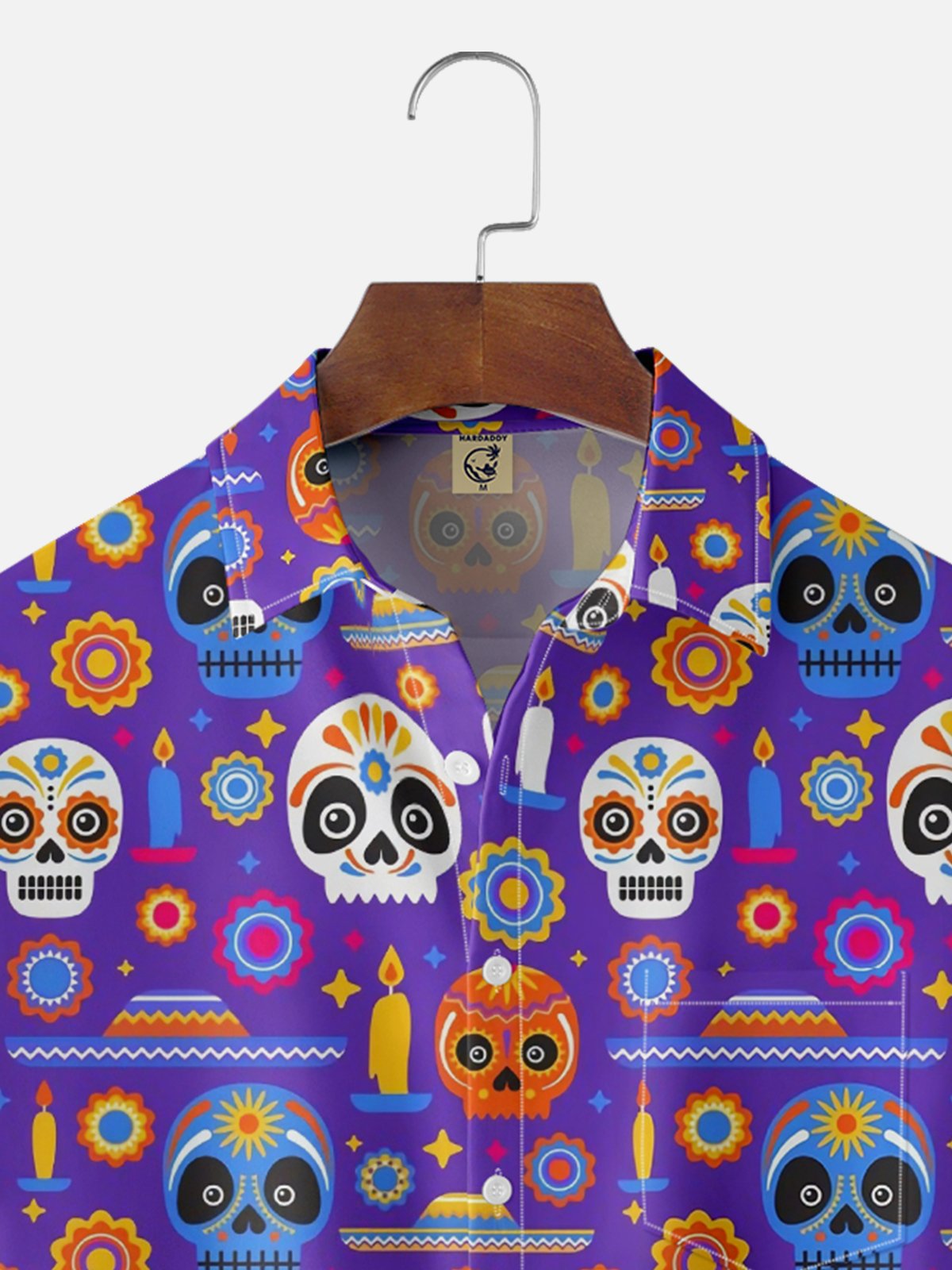 Moisture-wicking Mexican Day of the Dead Skull Chest Pocket Casual Shirt
