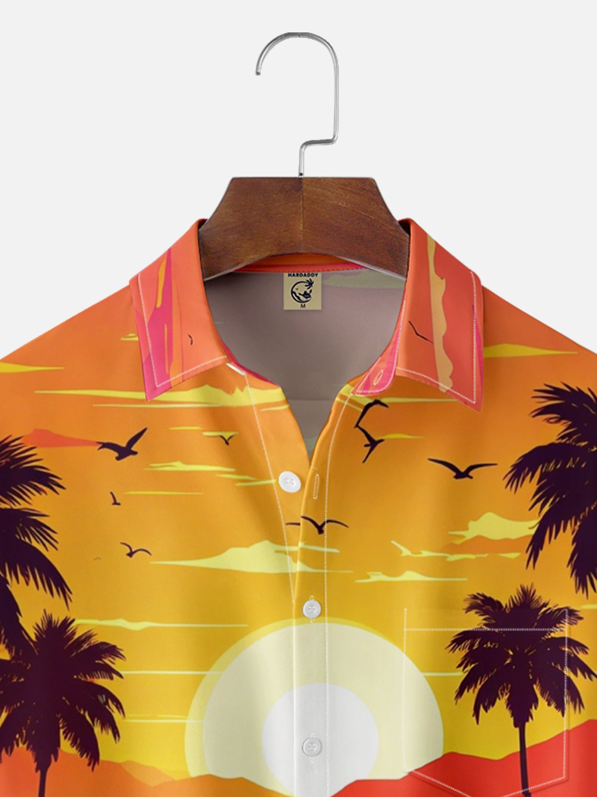 Moisture-wicking Sunset Beach Party Vacation Chest Pocket Hawaiian Shirt