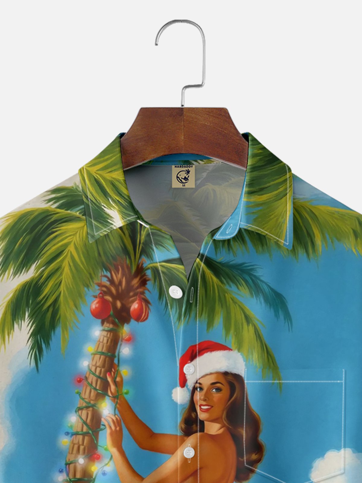 Moisture-Wicking Christmas Hawaiian Girl Chest Pocket Hawaiian Shirt
