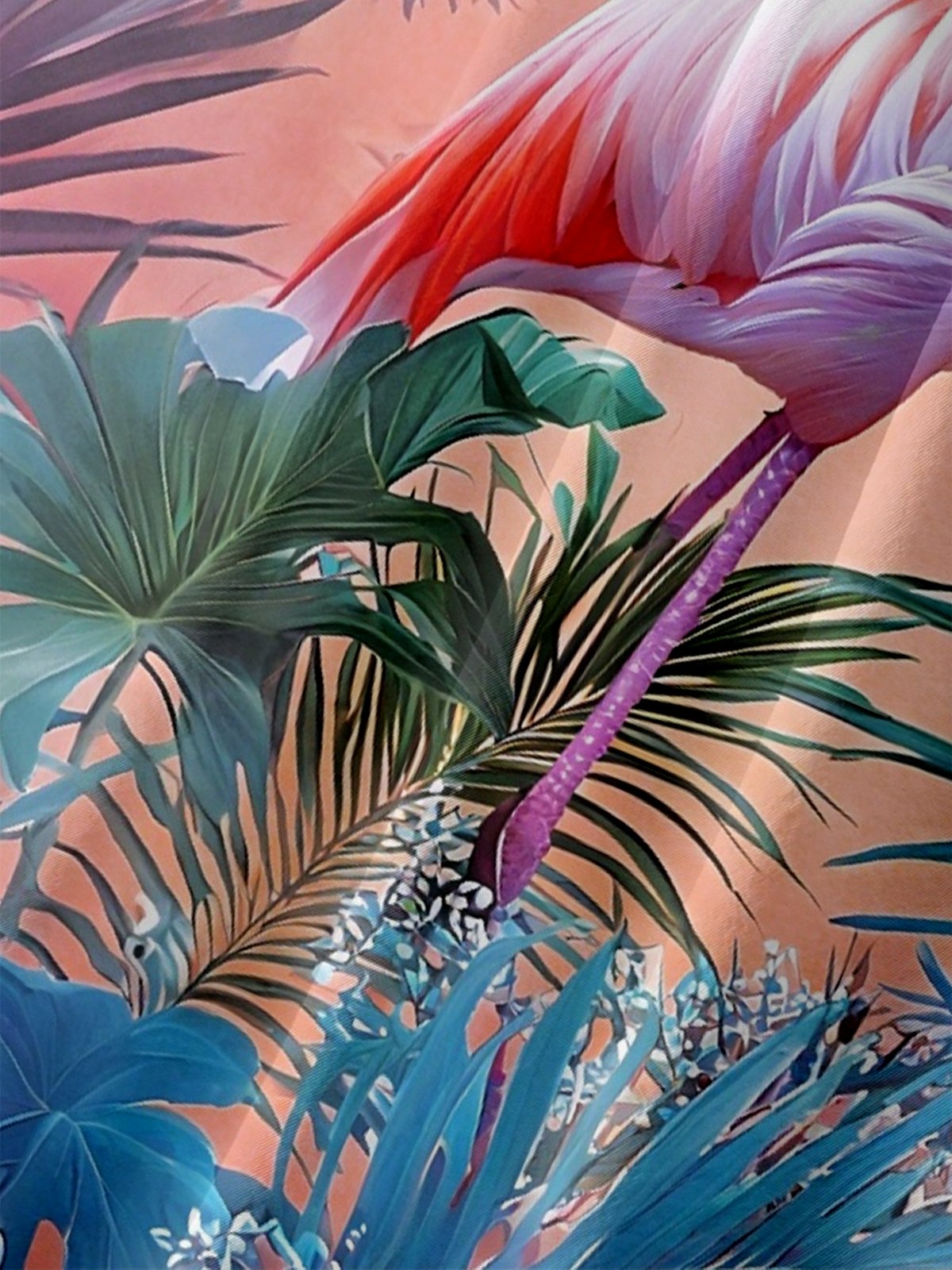 Moisture-Wicking Tropical Flamingo Chest Pocket Hawaiian Shirt