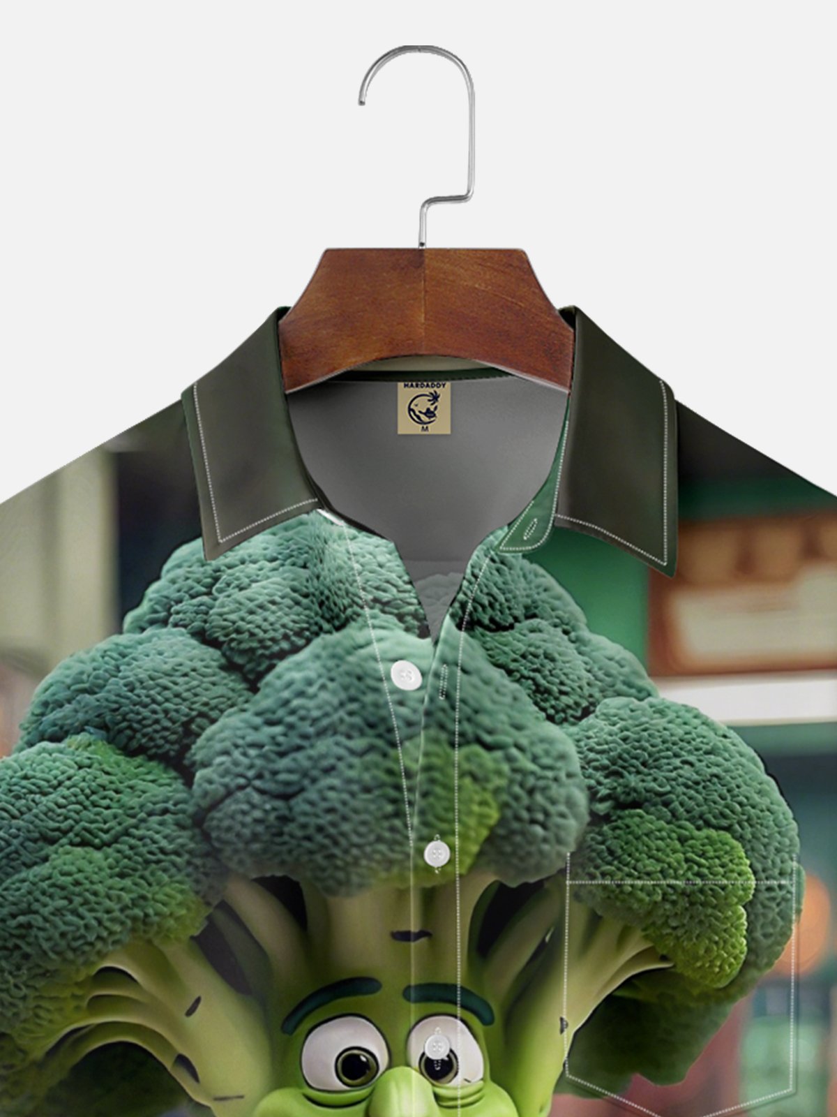 Moisture-wicking Fun Broccoli Shopping Chest Pocket Casual Shirt