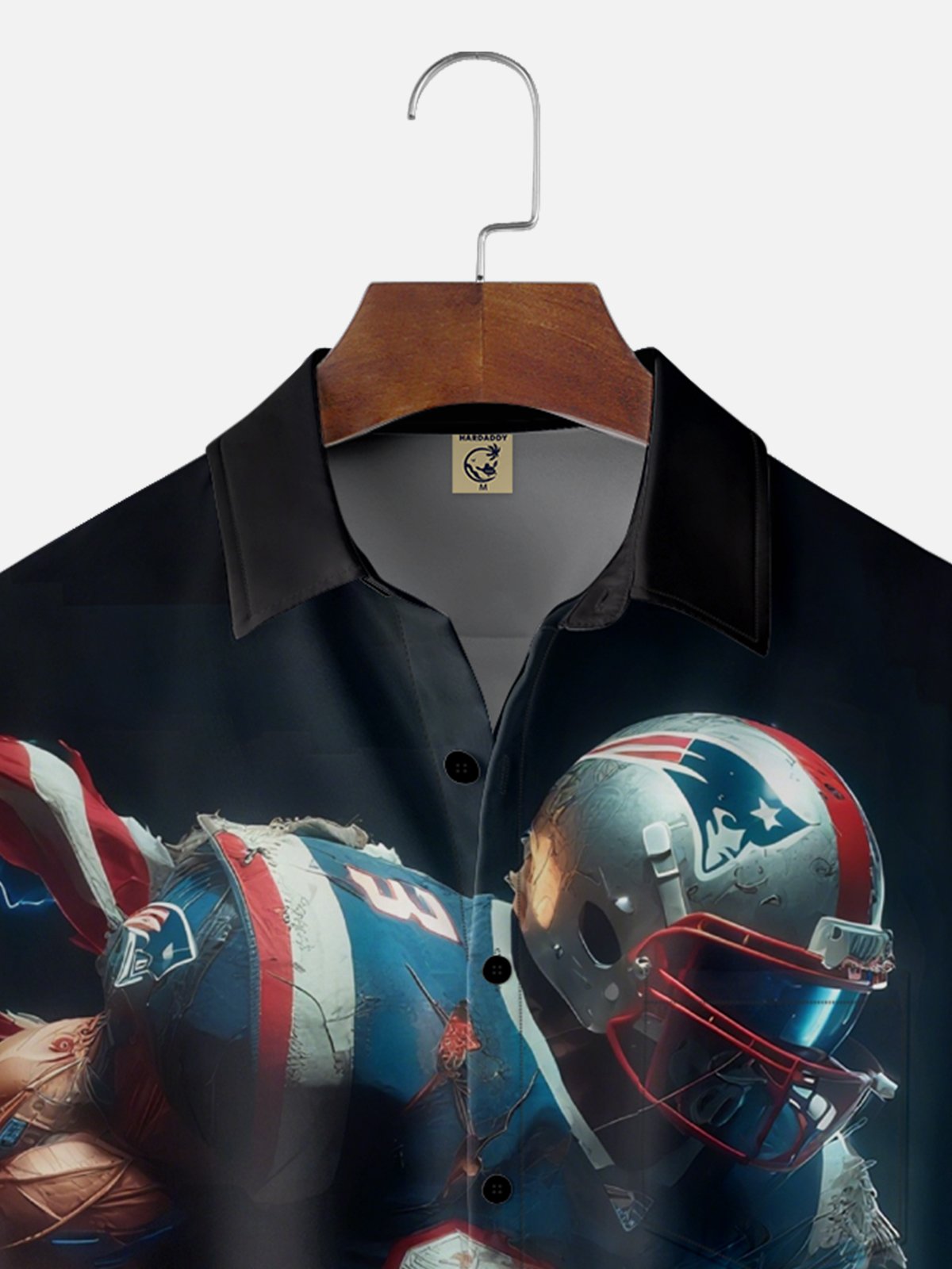 Moisture-wicking American Football New England Art Patriots Chest Pocket Casual Shirt