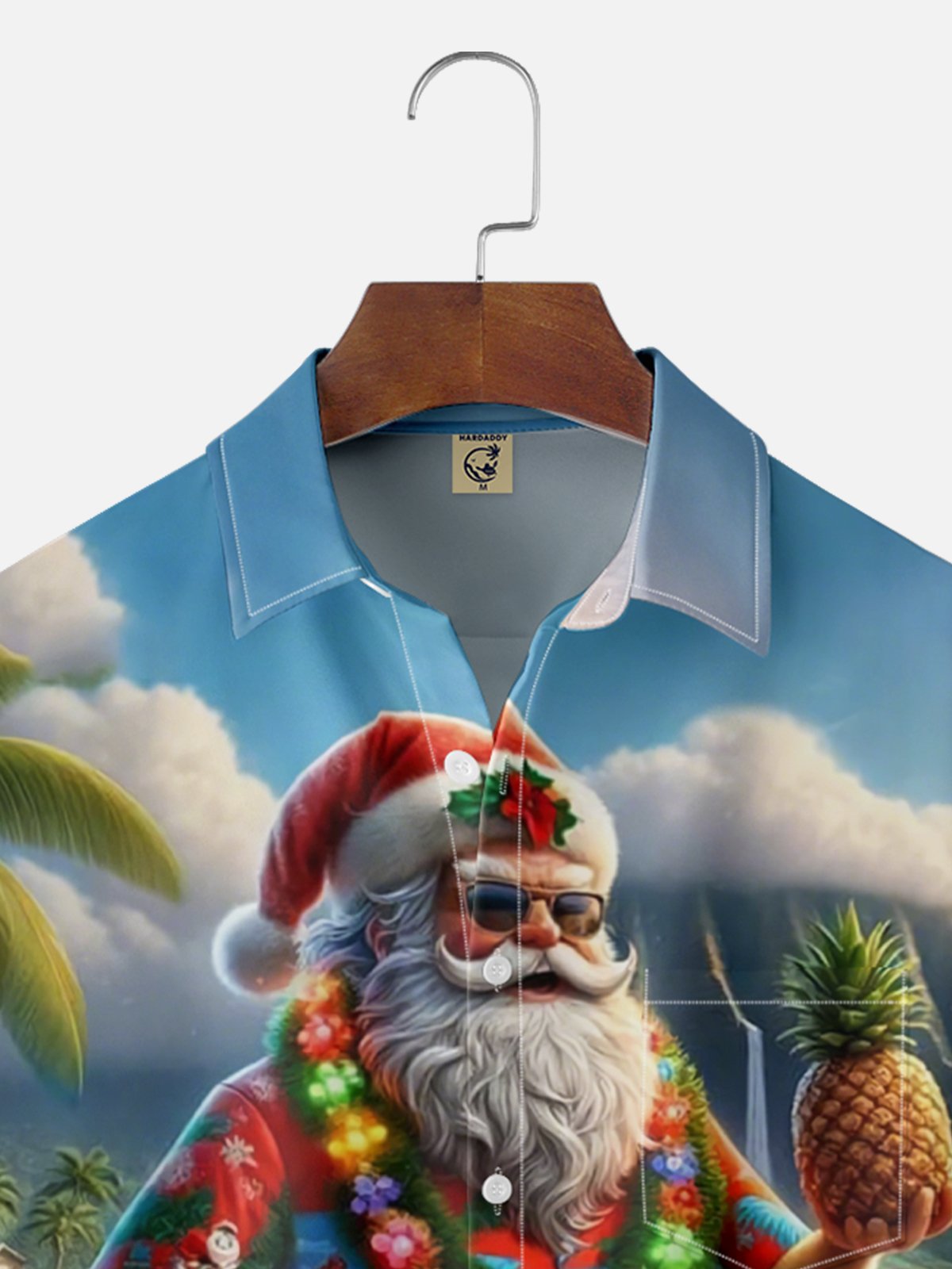 Moisture-Wicking Christmas Santa Chest Pocket Hawaiian Shirt
