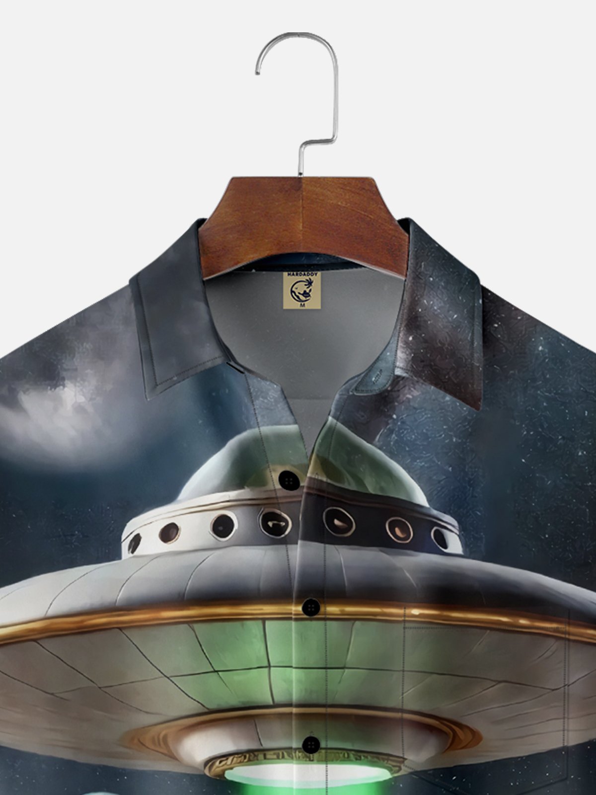 Moisture-wicking Funny Alien UFO Cow Chest Pocket Casual Shirt