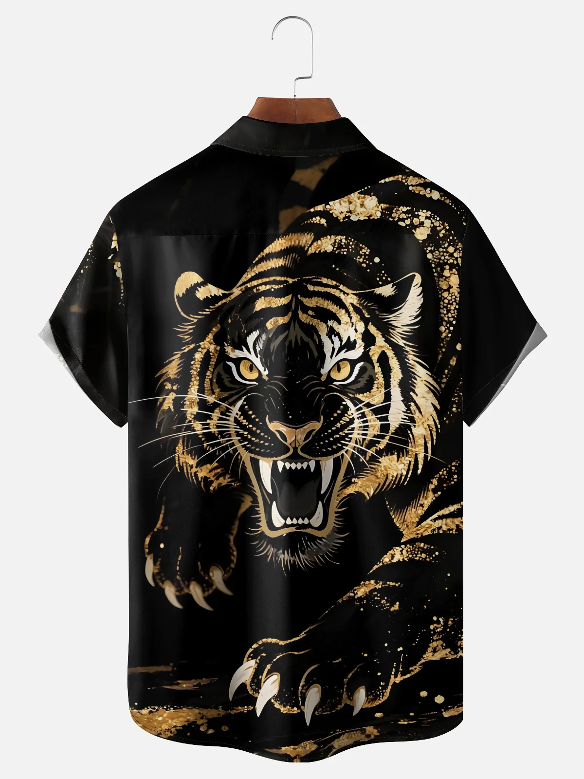 Moisture-Wicking Tiger Chest Pocket Hawaiian Shirt