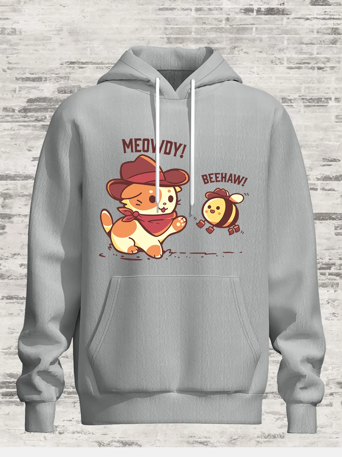 Hardaddy x Techranova Cartoon Denim Cat Bee Casual Hoodie Sweatshirt