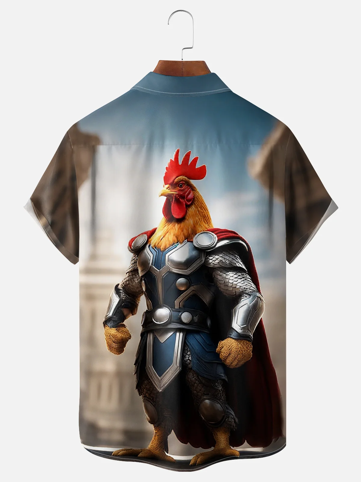 Moisture-wicking Funny Rooster Thor Chest Pocket Hawaiian Shirt