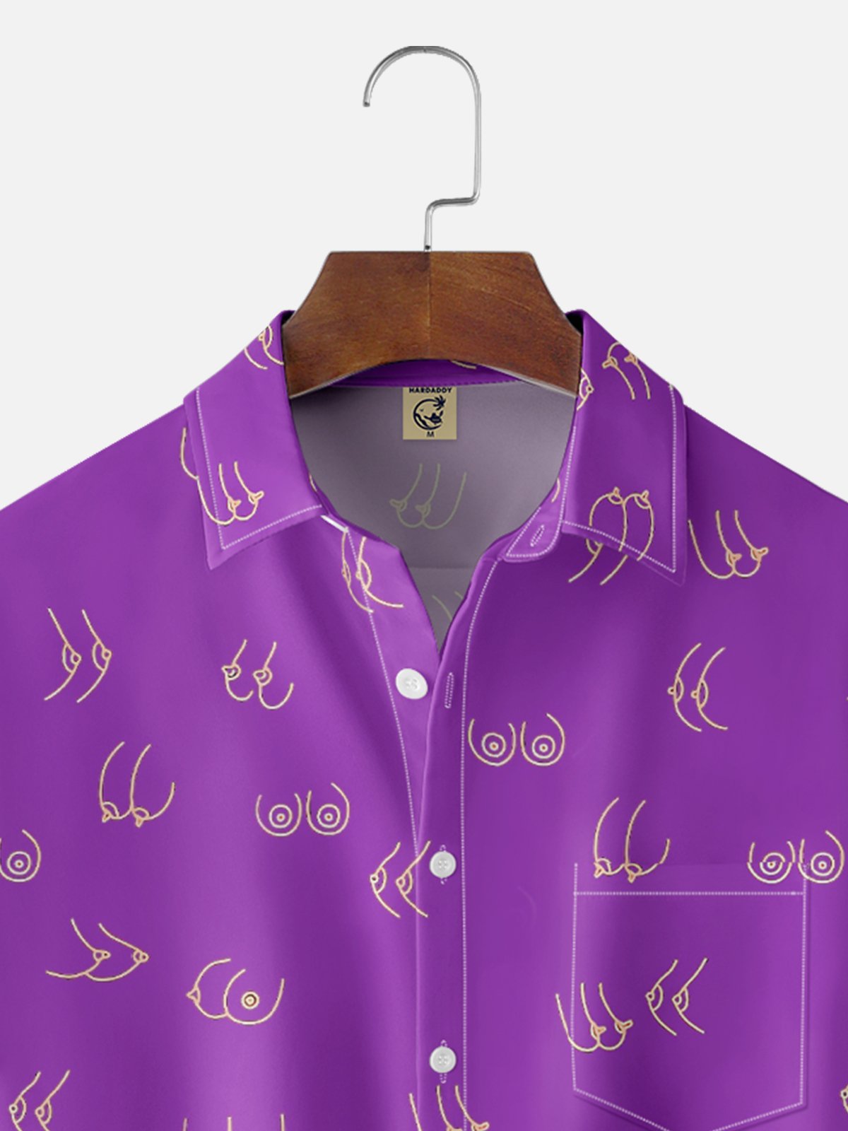 Moisture-wicking Funny Breast Art Simple Drawing Chest Pocket Casual Shirt
