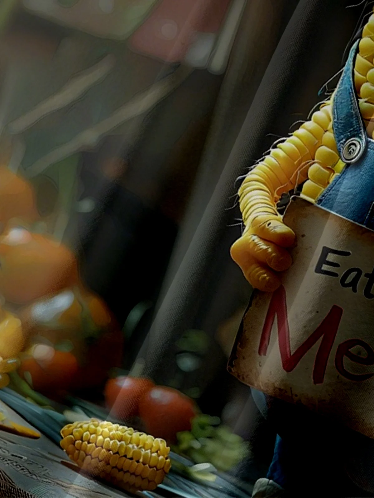 Moisture-wicking Fun Corn "EAT MORE ME AT" Chest Pocket Casual Shirt