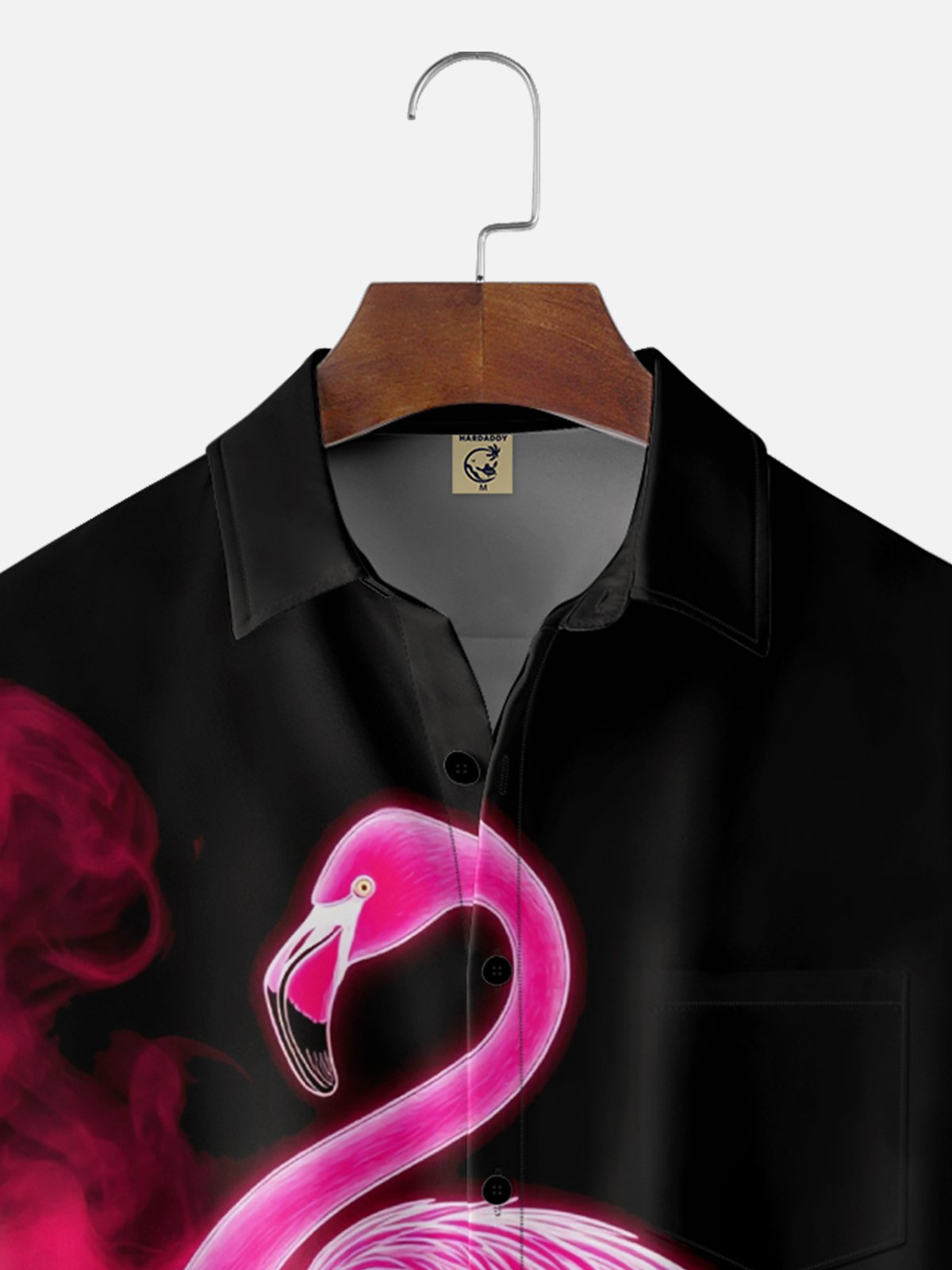 Moisture-Wicking Gradient Flamingo Chest Pocket Hawaiian Shirt