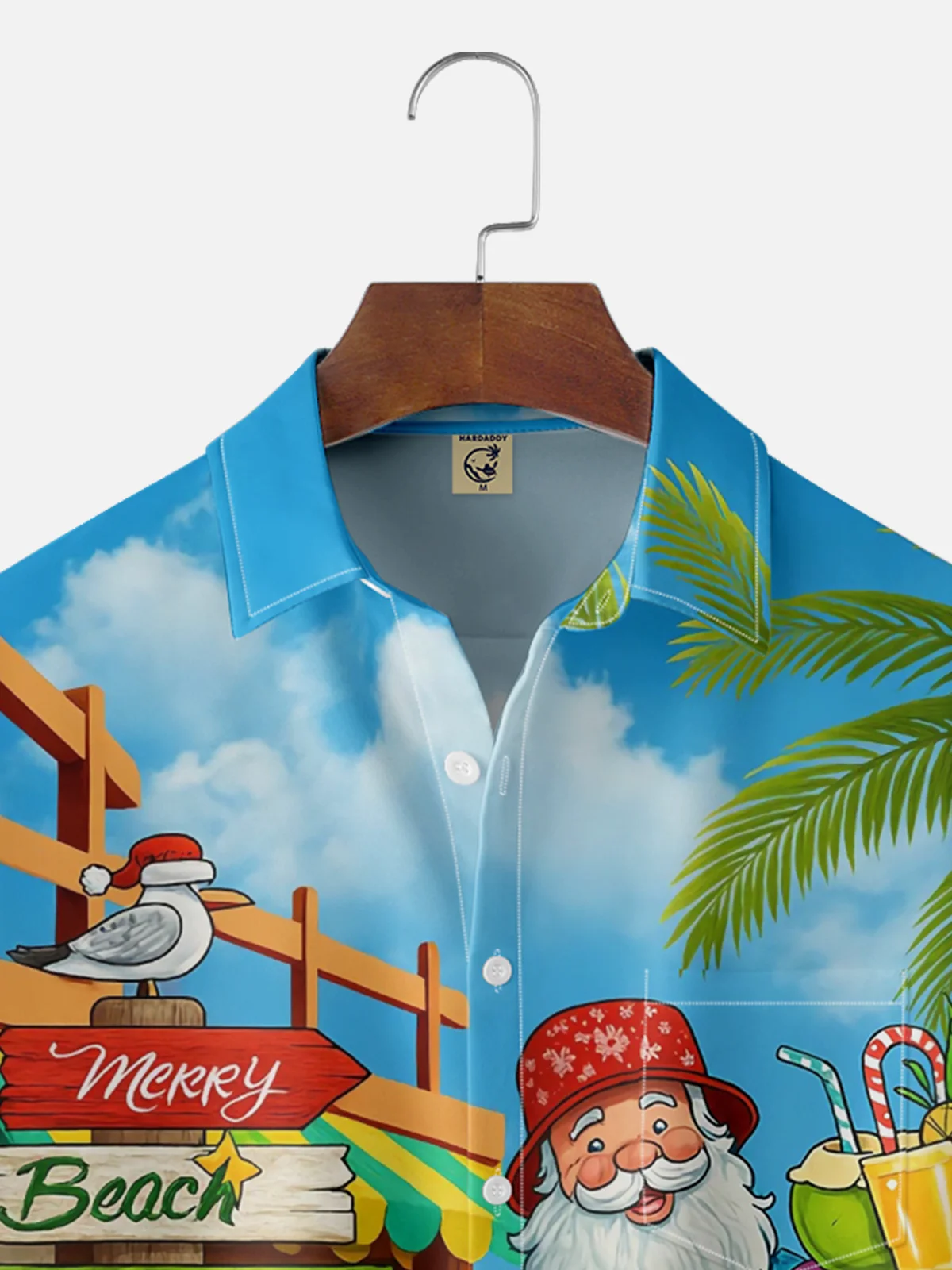 Moisture-Wicking Santa Vacation Chest Pocket Hawaiian Shirt