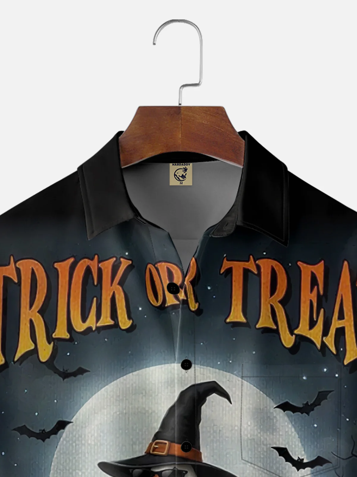 Moisture-Wicking Halloween Pumpkin Wizard Goose Chest Pocket Hawaiian Shirt