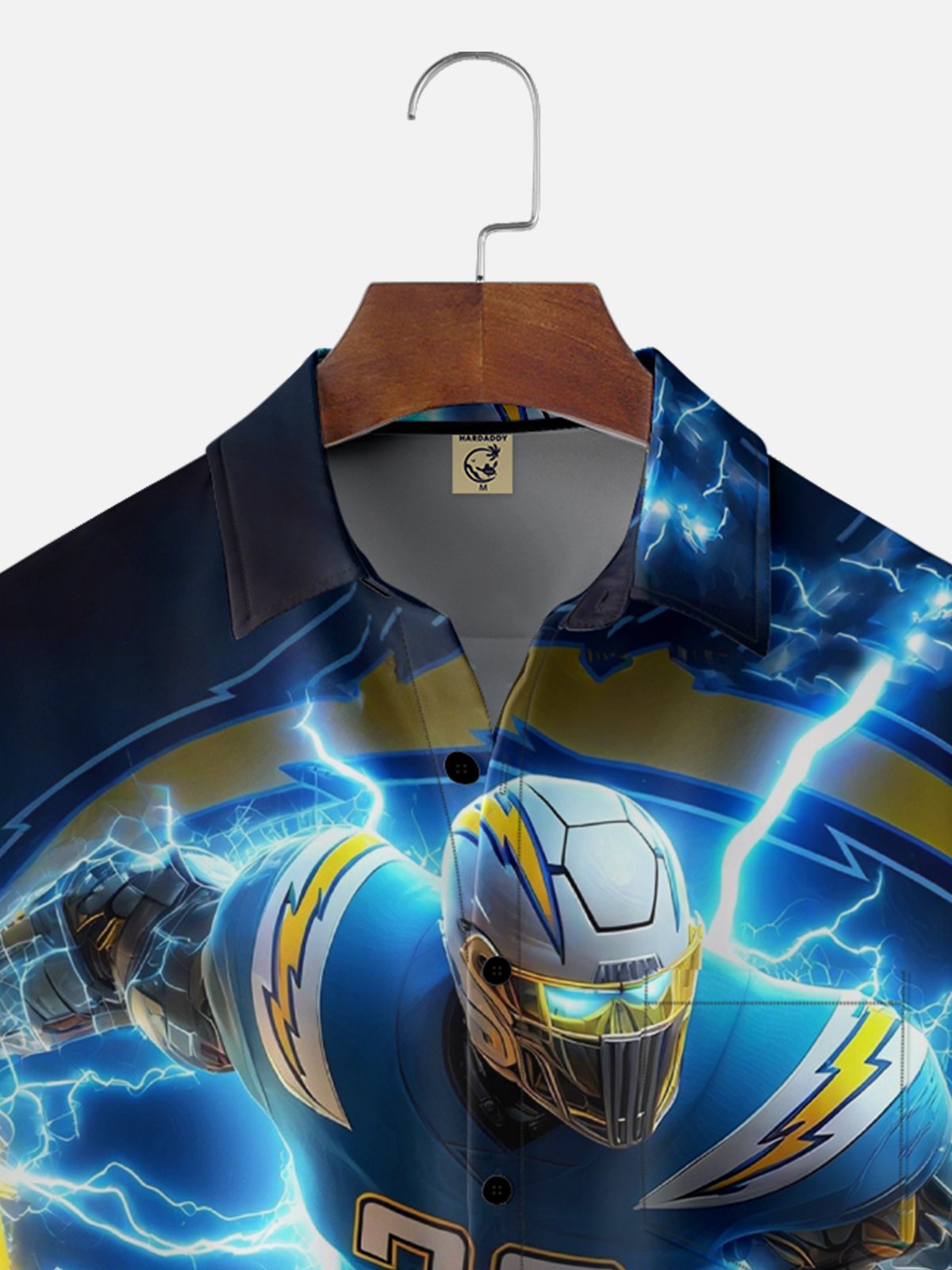 Moisture-wicking American Football Los Angeles Art Chargers Chest Pocket Casual Shirt