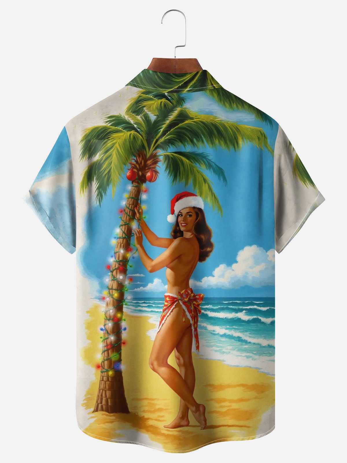 Moisture-Wicking Christmas Hawaiian Girl Chest Pocket Hawaiian Shirt