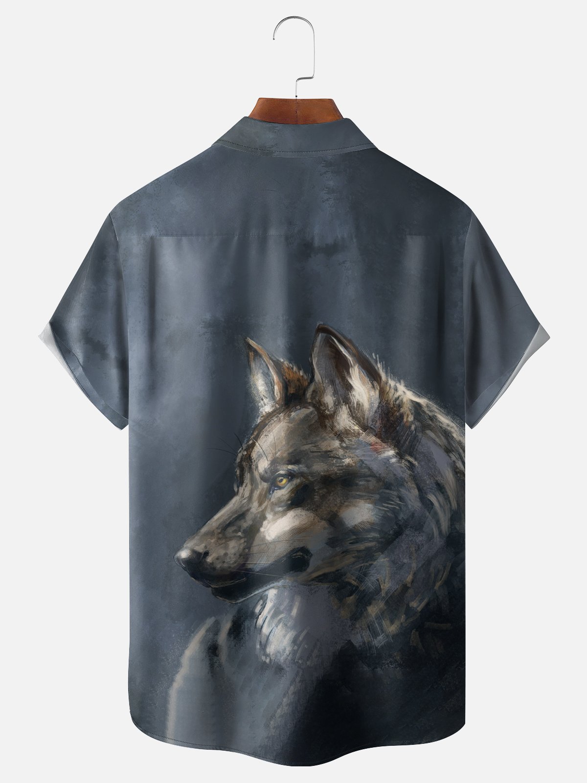 Hardaddy x Lazaro Illustration Moisture-wicking Art Wolf Painting Jones Chest Pocket Hawaiian Shirt