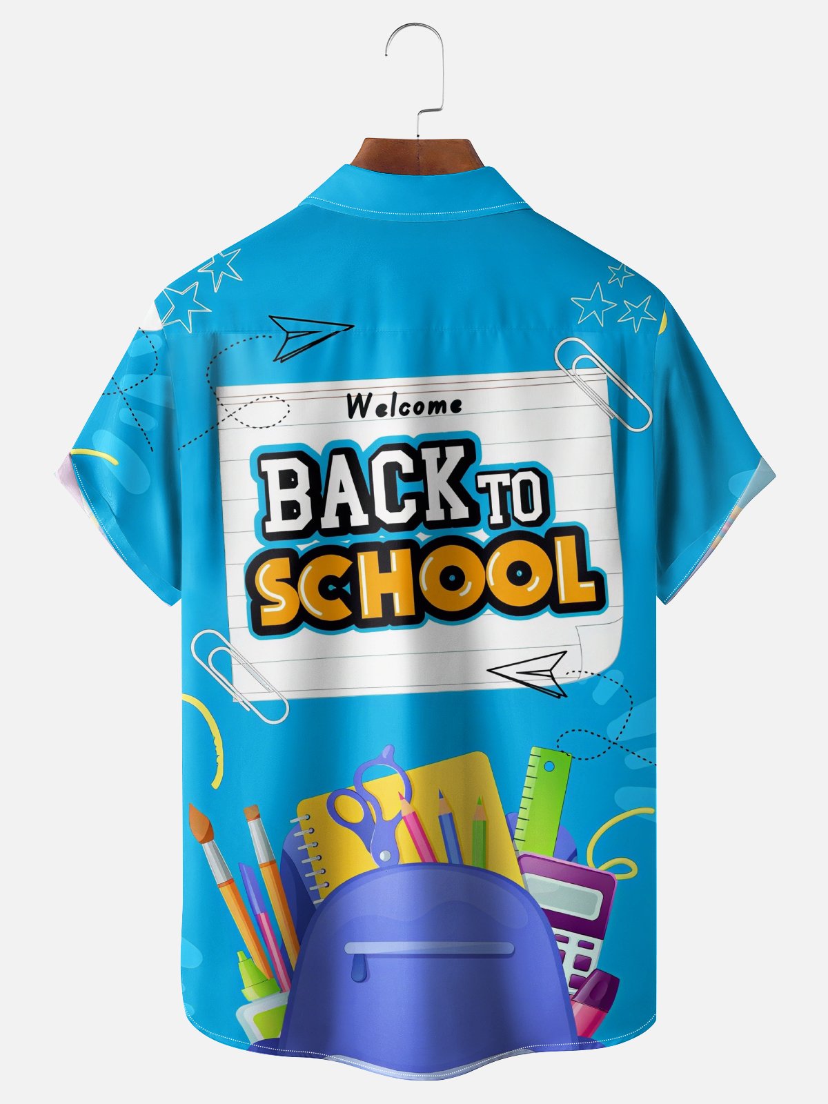 Moisture-wicking Back to School Chest Pocket Casual Shirt