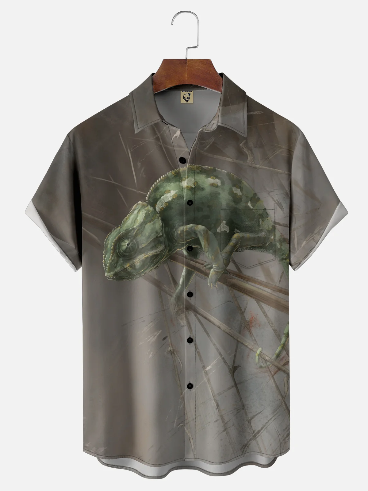 Hardaddy x Lazaro Illustration Moisture-wicking Art Chameleon Jones Chest Pocket Hawaiian Shirt