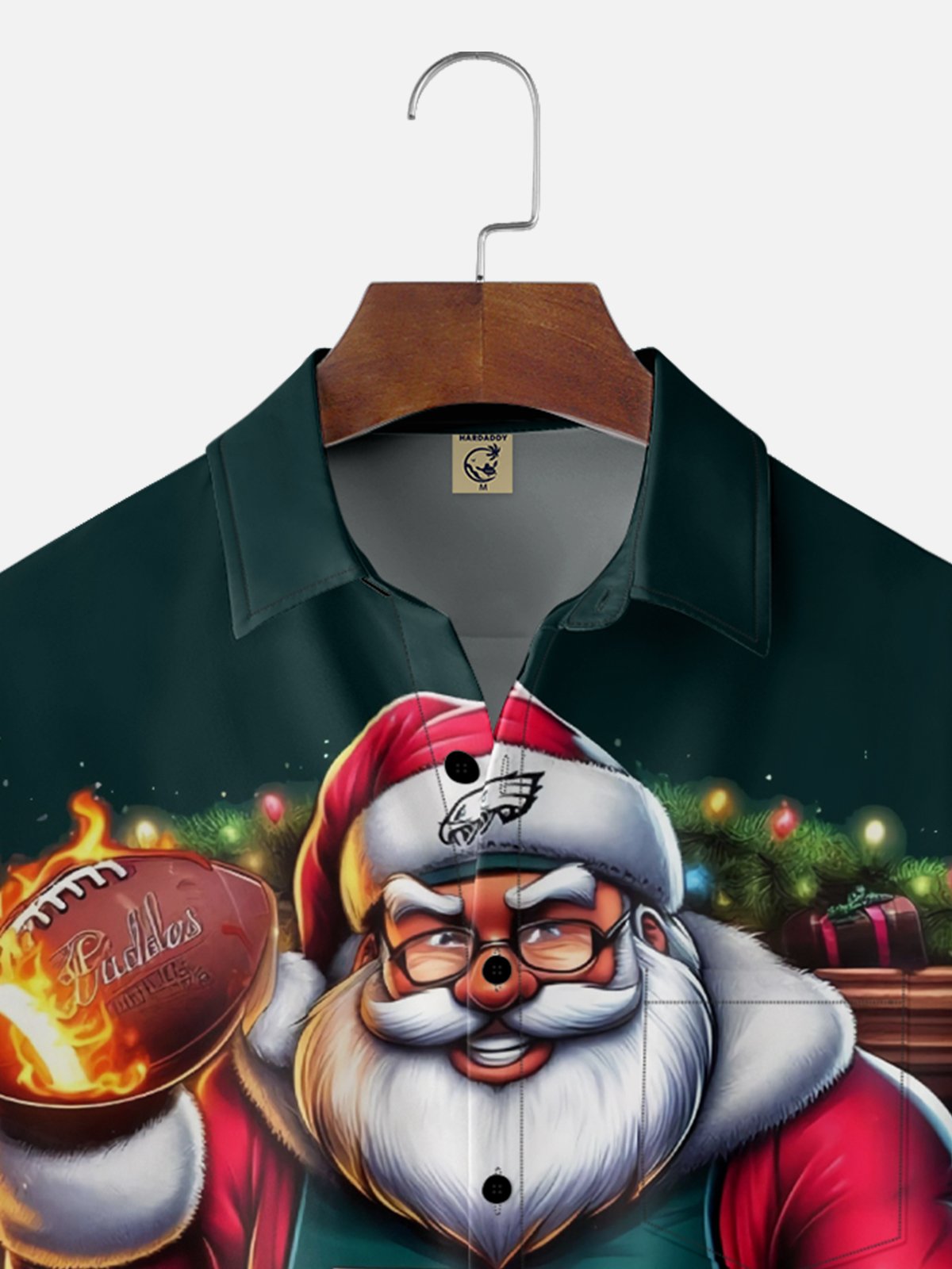 Moisture Wicking Christmas Philadelphia Eagles Chest Pocket Hawaiian Shirt