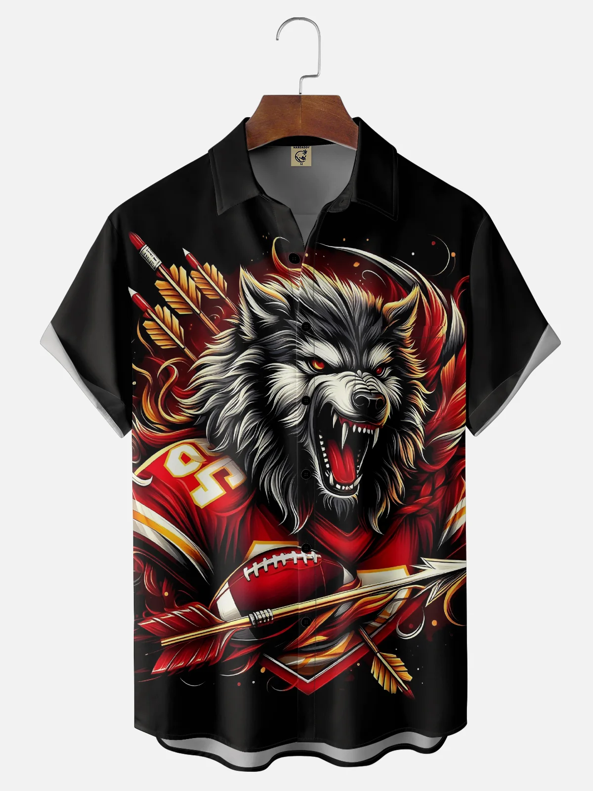 Moisture-Wicking Kansas City Chiefs Wolves Chest Pocket Hawaiian Shirt