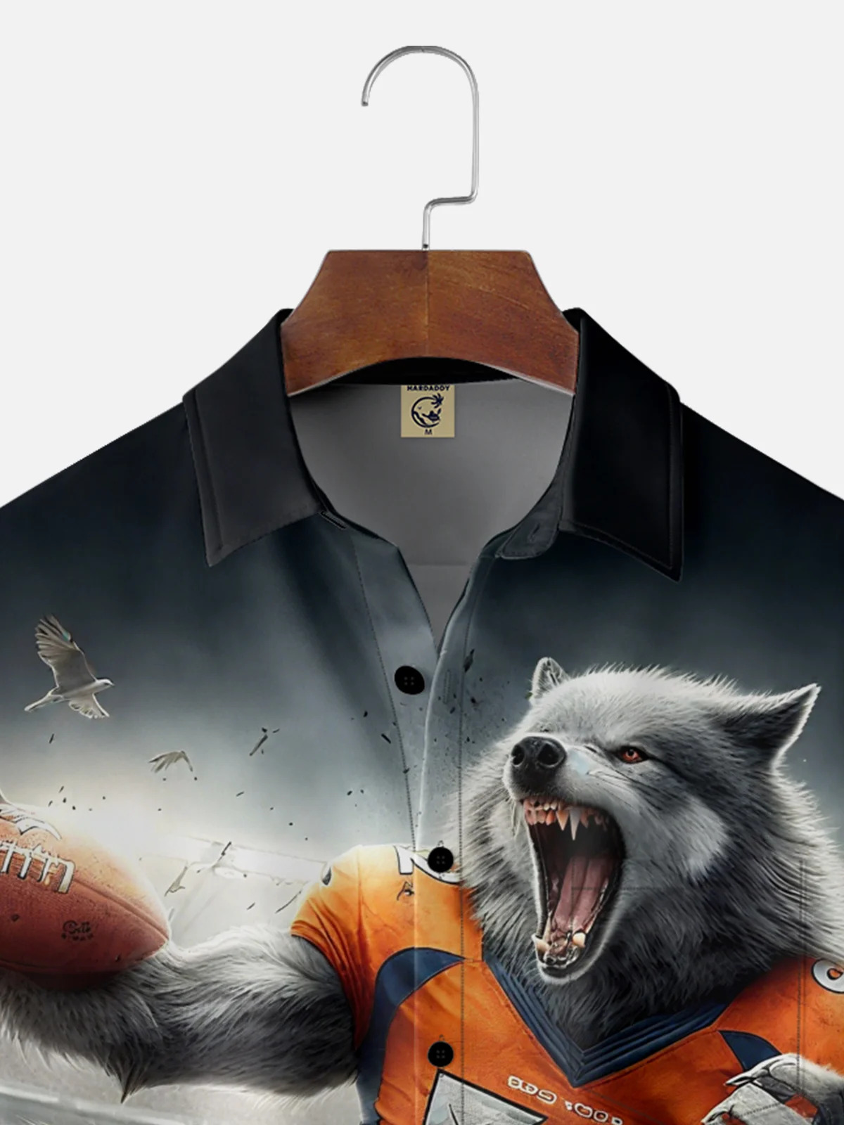 Moisture-Wicking Football Wolves Chest Pocket Hawaiian Shirt
