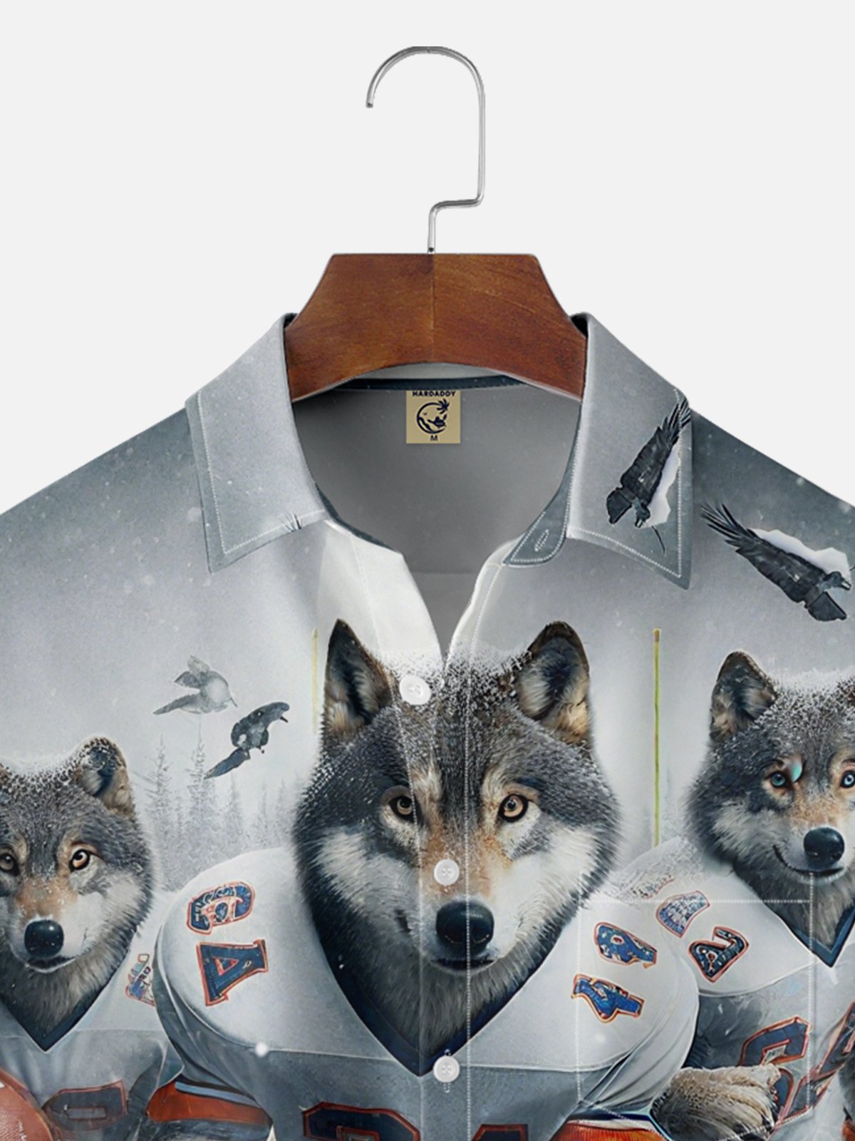 Moisture-Wicking Football Wolves Chest Pocket Hawaiian Shirt
