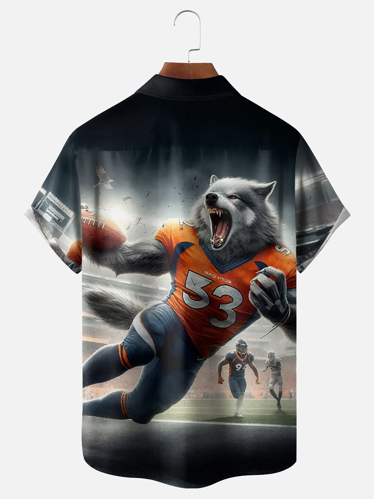 Moisture-Wicking Football Wolves Chest Pocket Hawaiian Shirt