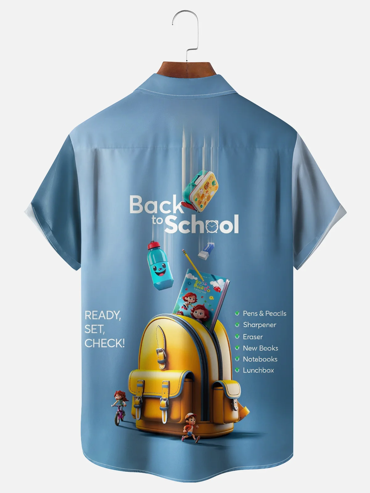 Moisture-wicking Back to School Chest Pocket Casual Shirt