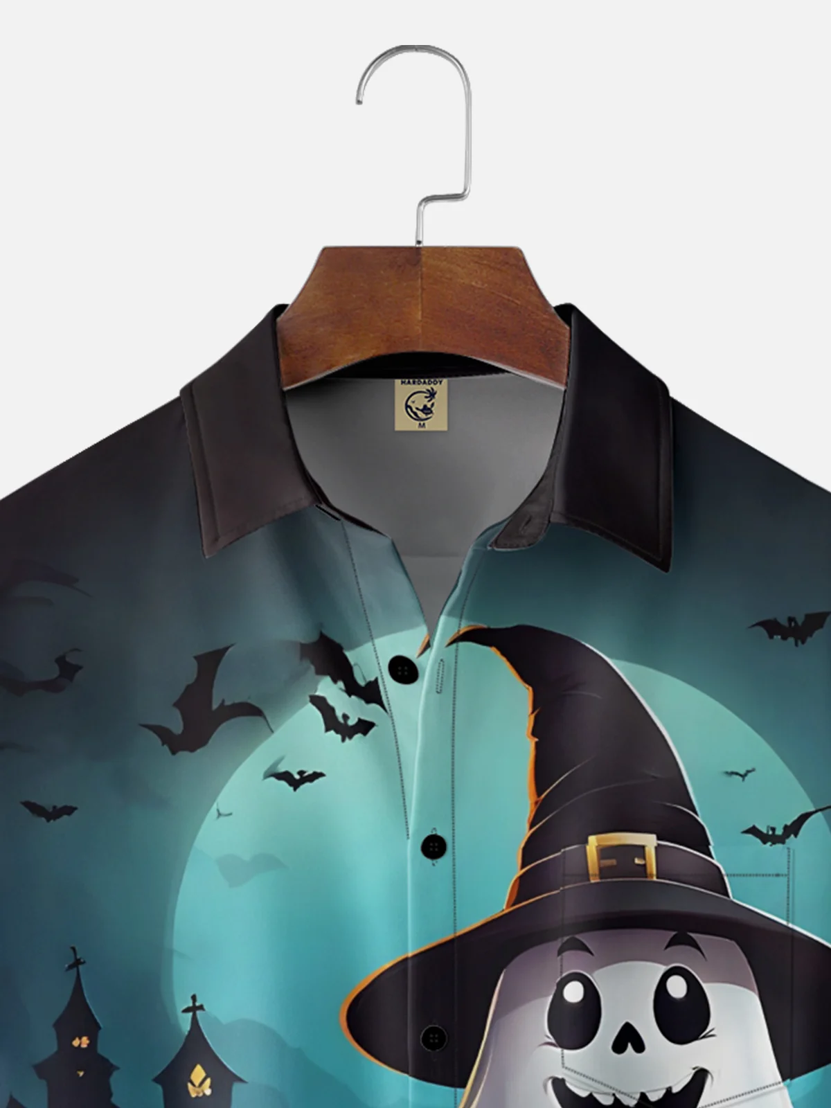 Moisture-Wicking Fun Halloween Ghost Pumpkin Chest Pocket Hawaiian Shirt