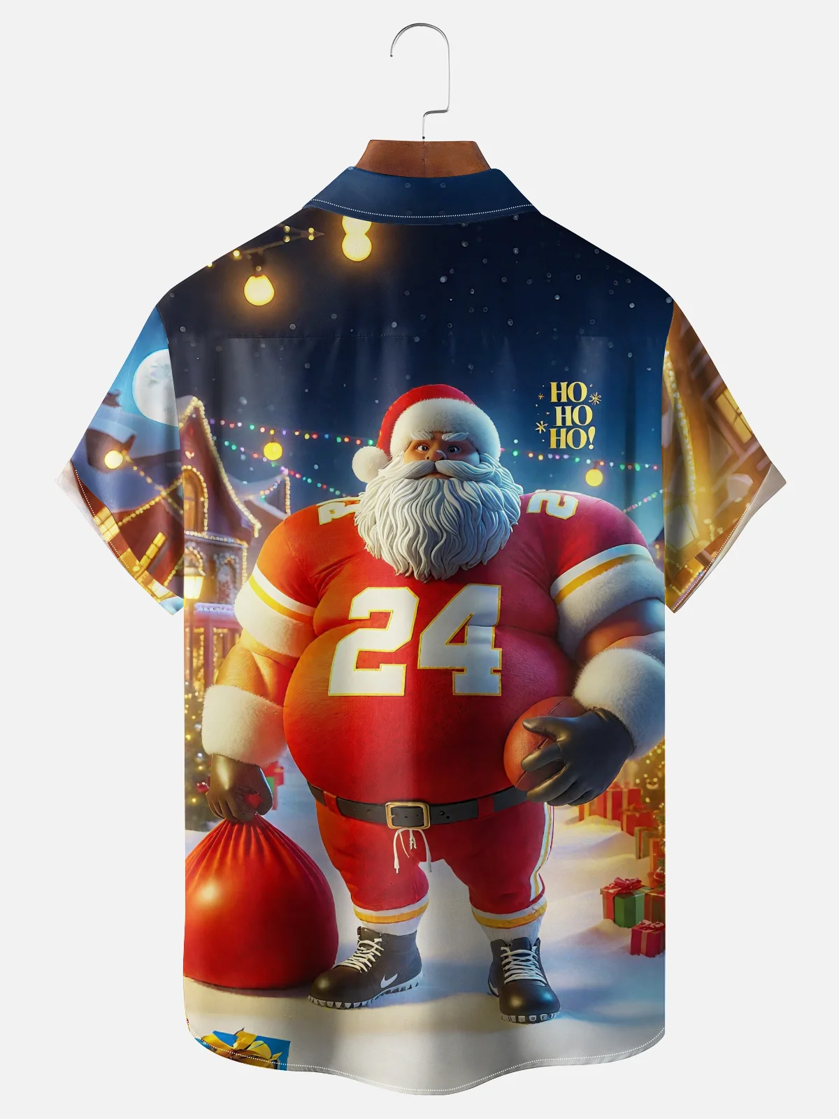 Moisture-Wicking Santa Chest Pocket Hawaiian Shirt