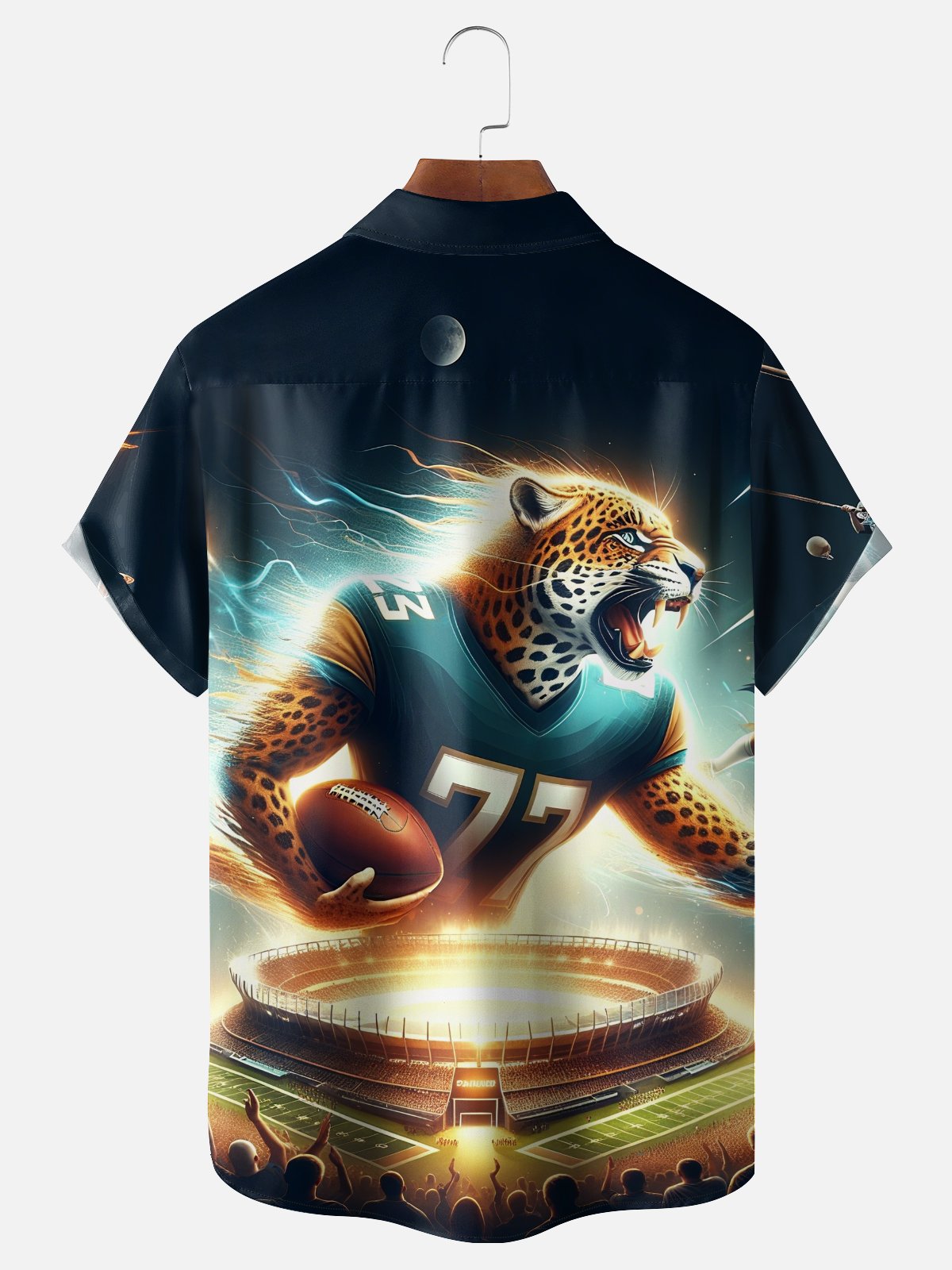 Moisture-Wicking Football Panther Chest Pocket Hawaiian Shirt