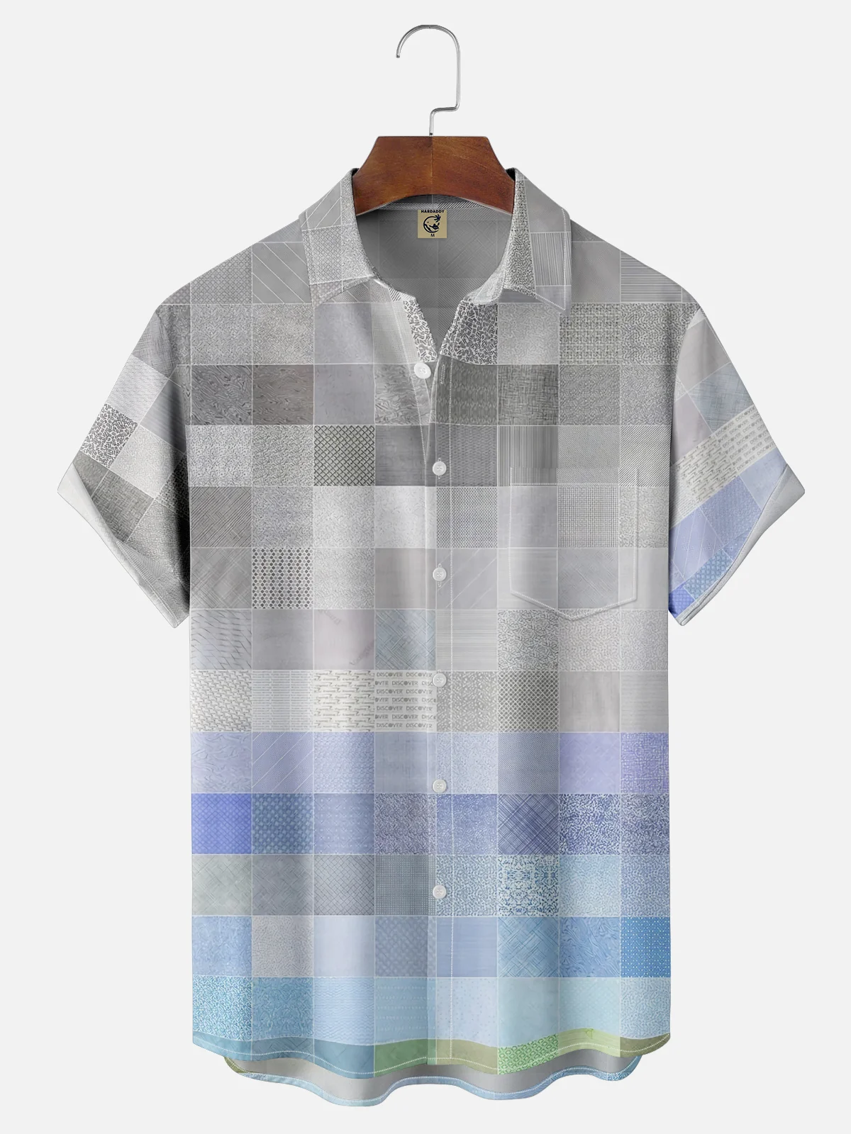 Moisture-wicking Gradient Plaid Chest Pocket Casual Shirt