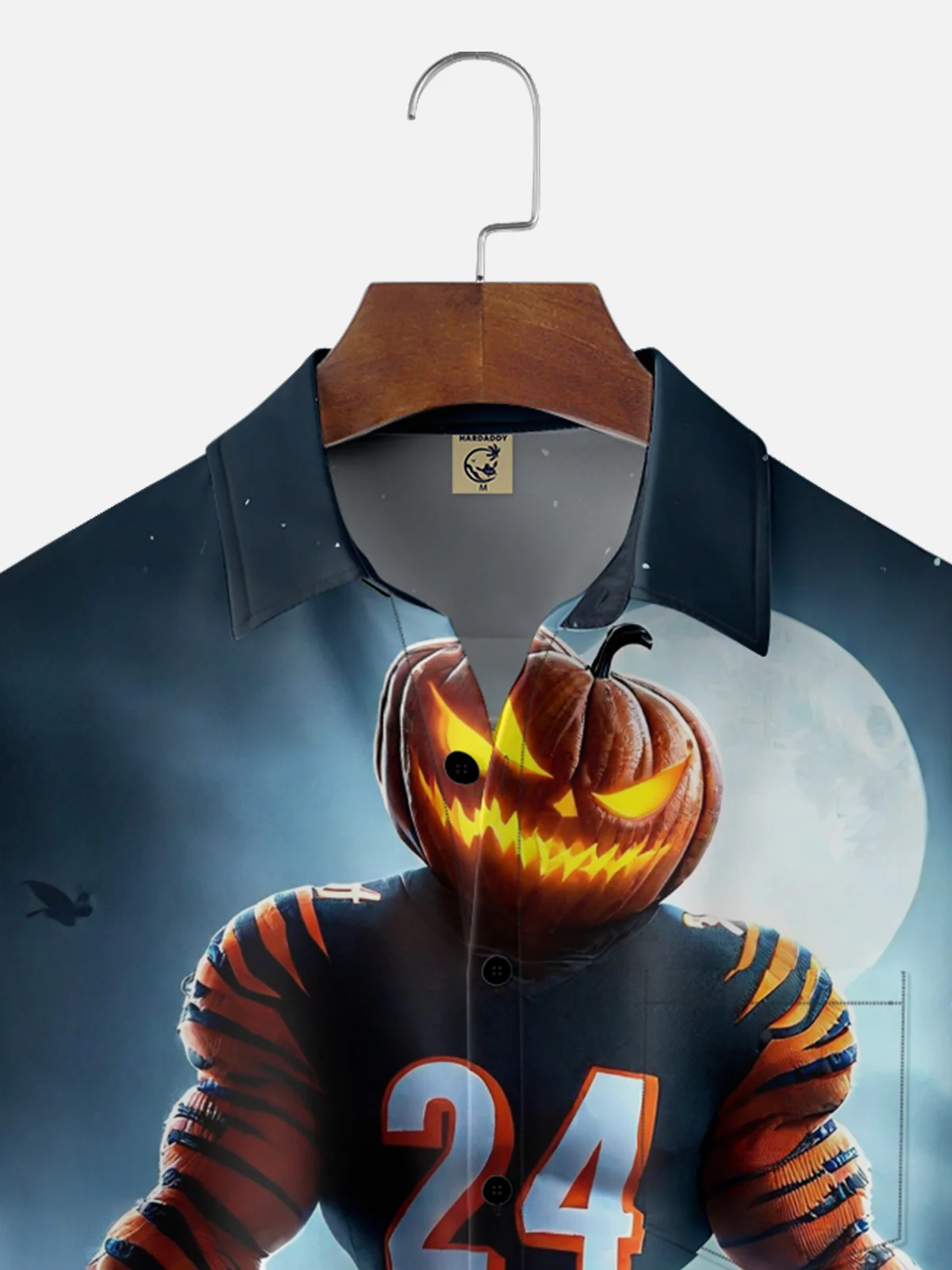 Moisture-Wicking Ombre Halloween Pumpkin Chest Pocket Hawaiian Shirt