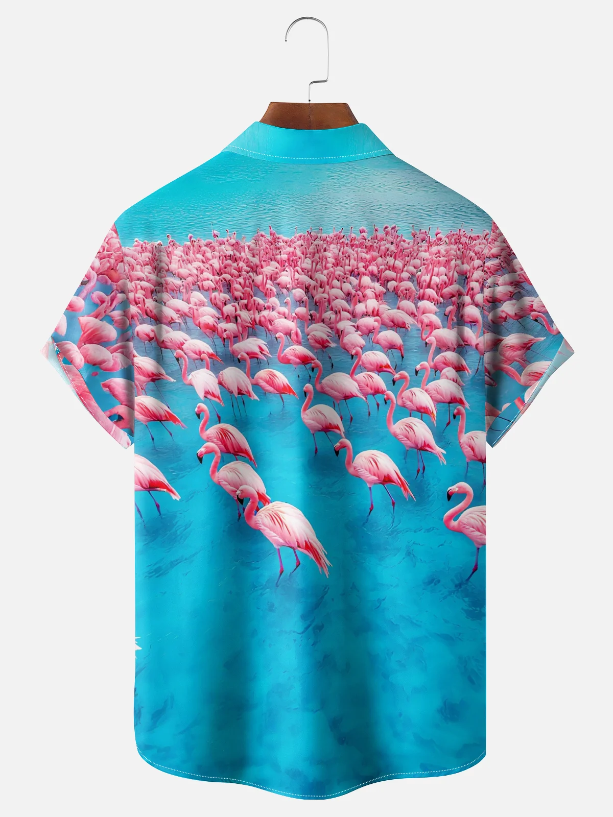 Moisture-Wicking Flamingo Chest Pocket Hawaiian Shirt