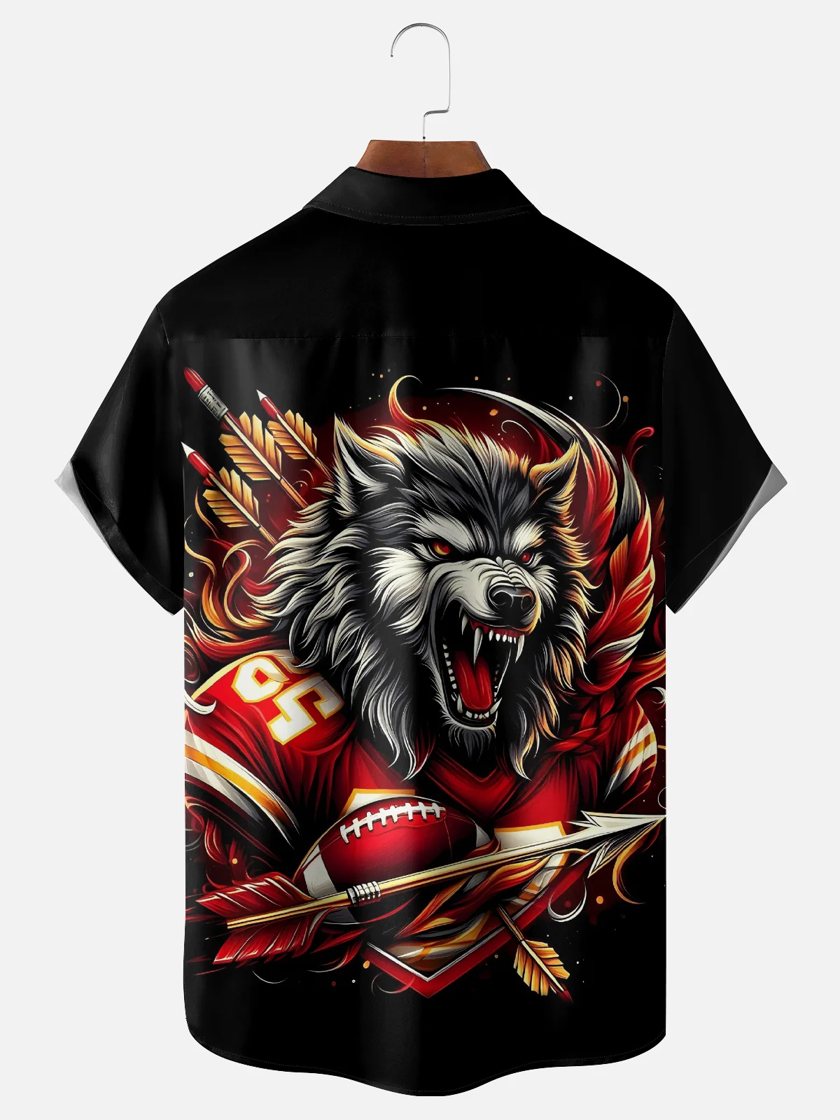 Moisture-Wicking Kansas City Chiefs Wolves Chest Pocket Hawaiian Shirt