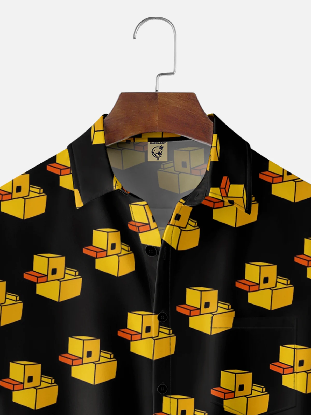 Moisture-wicking Cube Yellow Duck Chest Pocket Casual Shirt