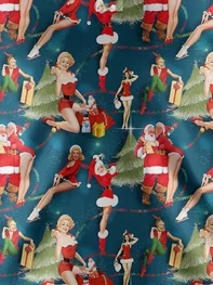 Moisture-Wicking Vintage Santa Claus Beauty Christmas Tree Long Sleeve Golf Polo
