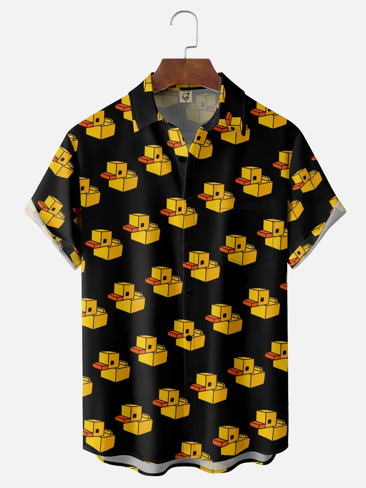 Moisture-wicking Cube Yellow Duck Chest Pocket Casual Shirt