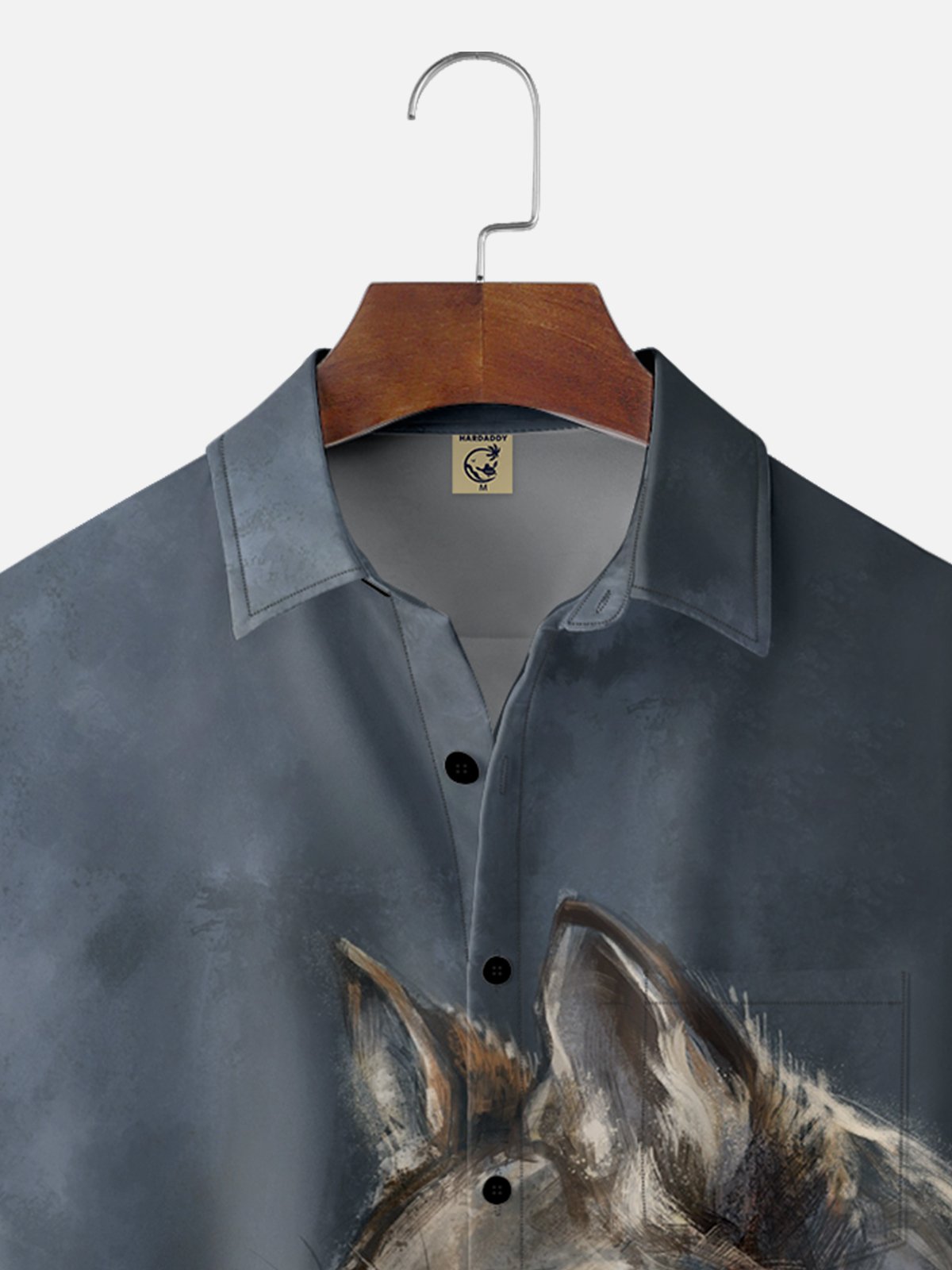 Hardaddy x Lazaro Illustration Moisture-wicking Art Wolf Painting Jones Chest Pocket Hawaiian Shirt
