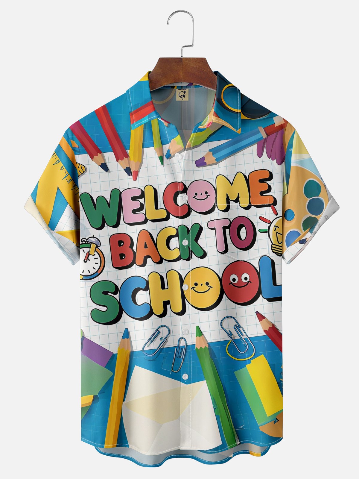 Moisture-Wicking Back To School Chest Pocket Hawaiian Shirt