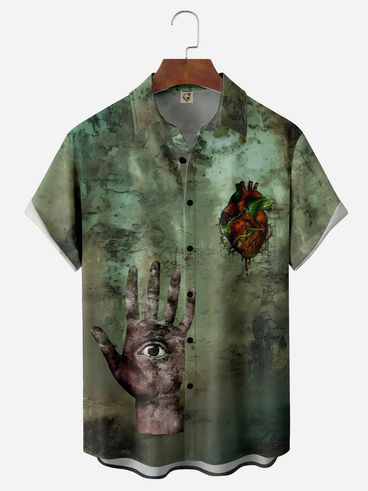 Moisture-wicking Heart Hand Chest Pocket Casual Shirt