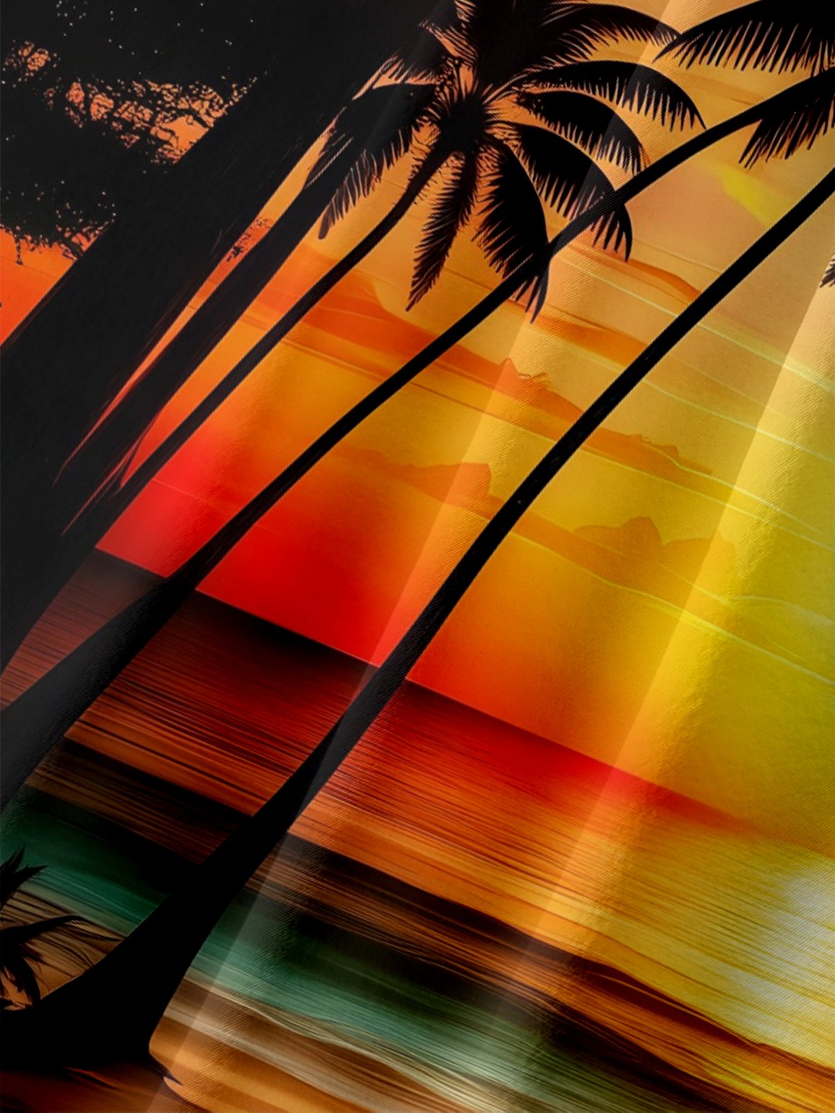 Moisture-wicking Coconut Tree Beach Sunset Chest Pocket Hawaiian Shirt