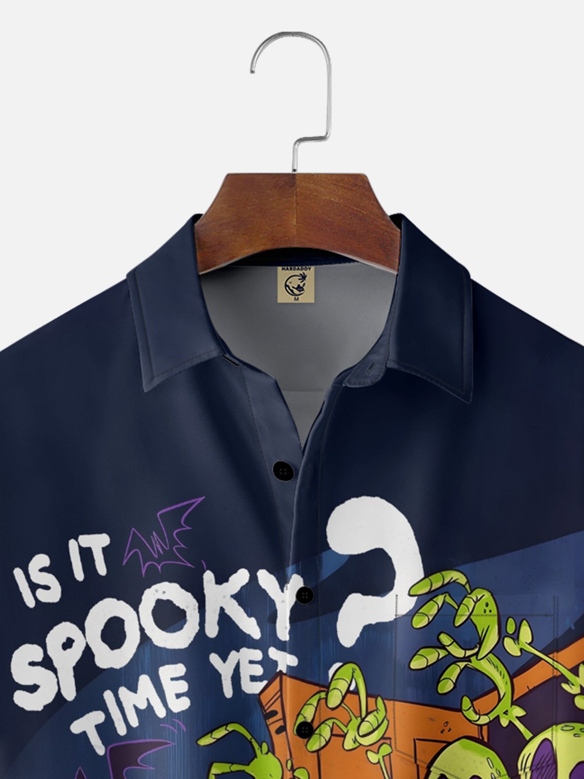 Moisture-wicking Halloween Spooky Time Chest Pocket Casual Shirt