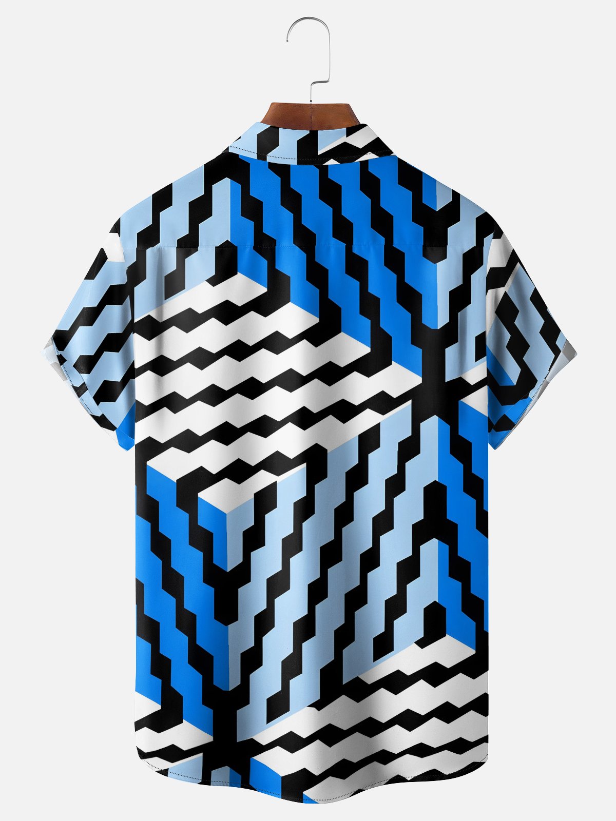 Moisture-wicking Artistic Geometry Chest Pocket Casual Shirt