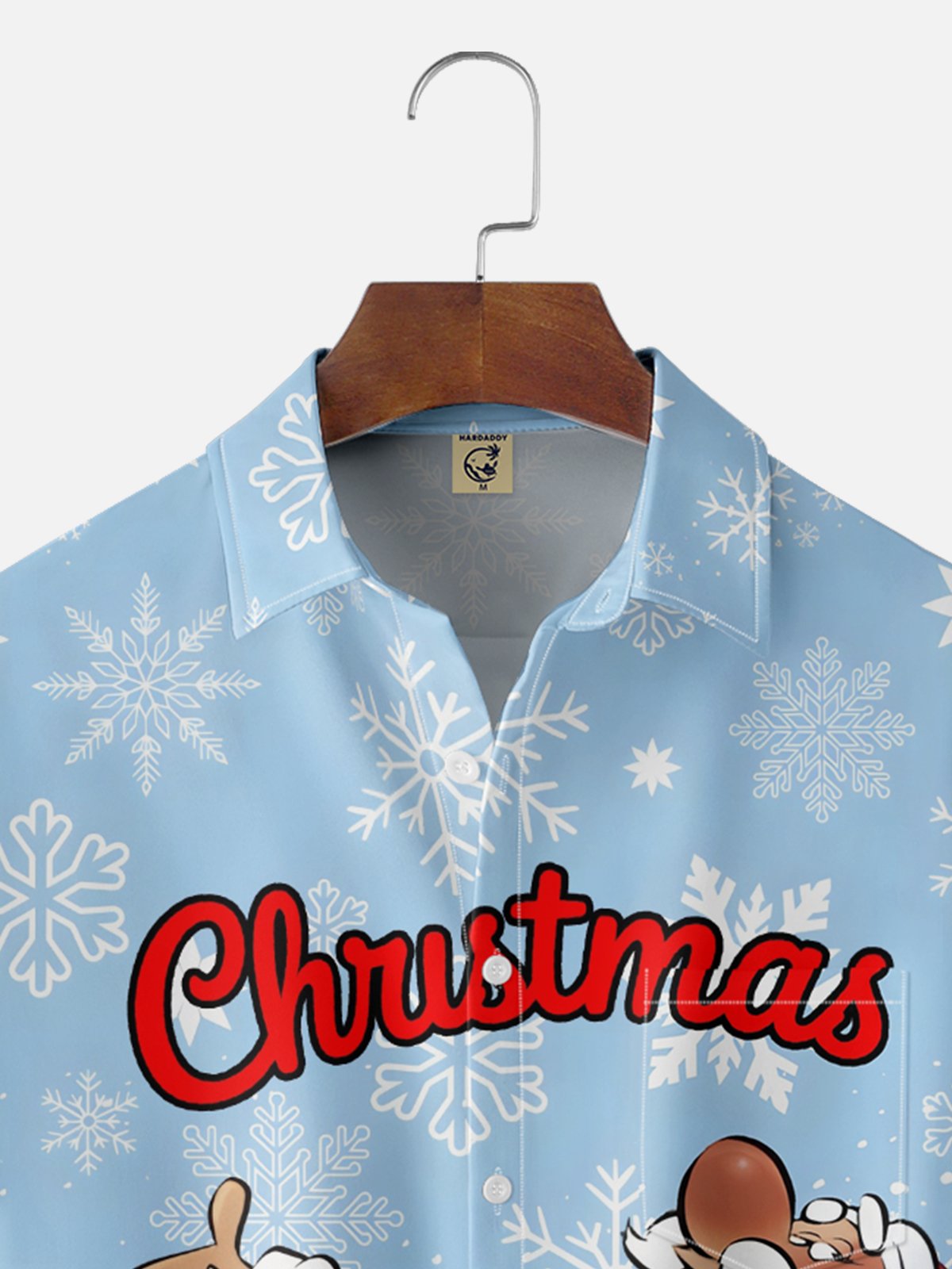 Moisture-wicking Christmas Santa Claus Chest Pocket Casual Shirt