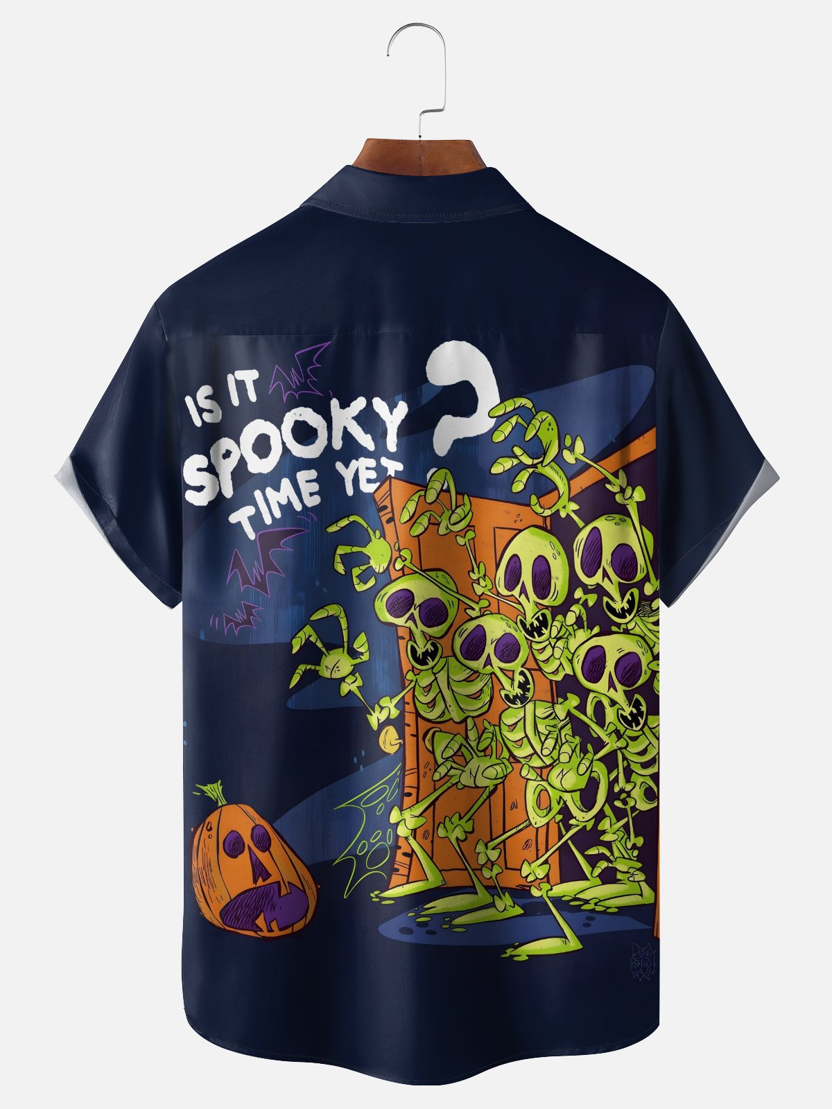 Moisture-wicking Halloween Spooky Time Chest Pocket Casual Shirt