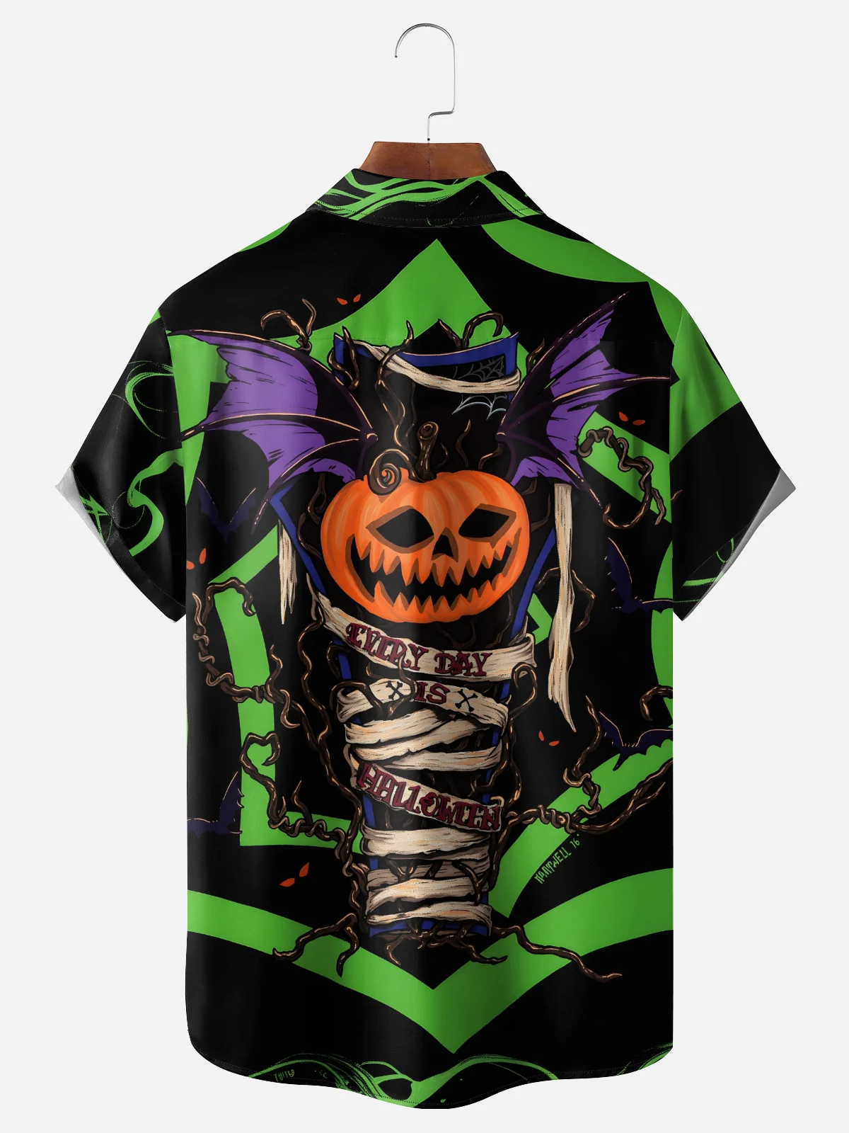 Moisture-wicking Halloween Pumpkin Chest Pocket Casual Shirt