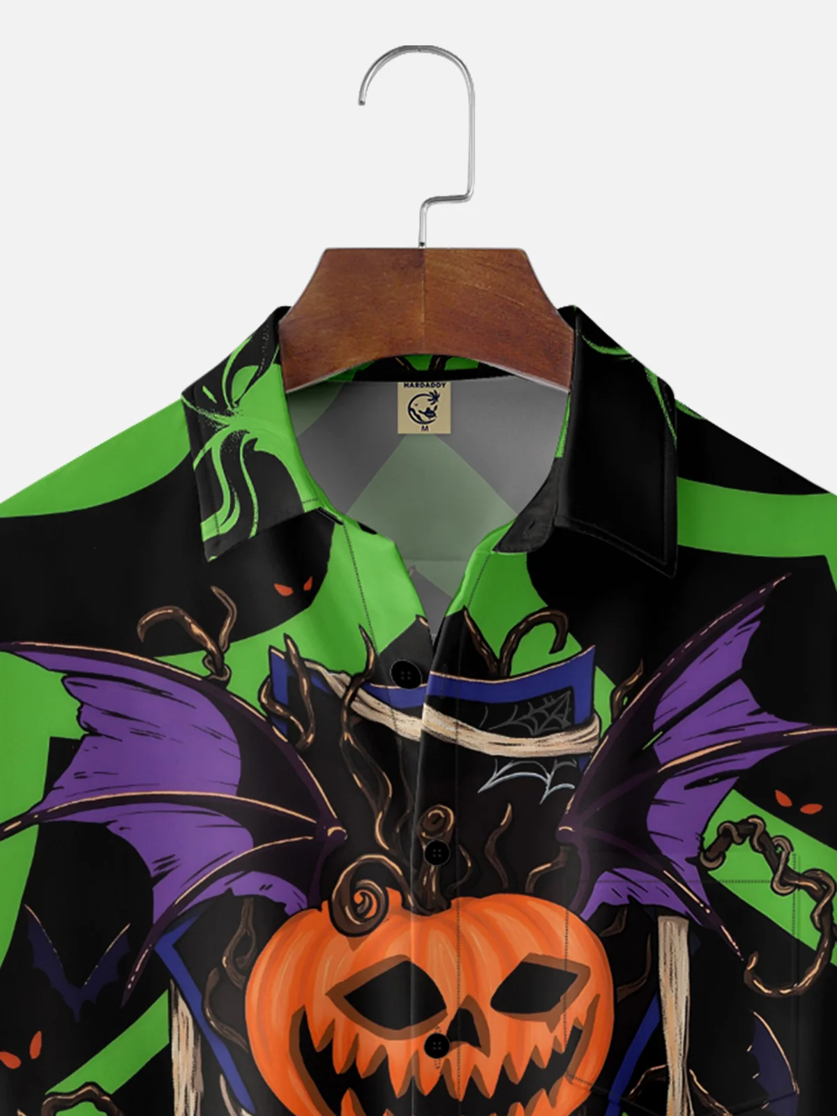 Moisture-wicking Halloween Pumpkin Chest Pocket Casual Shirt